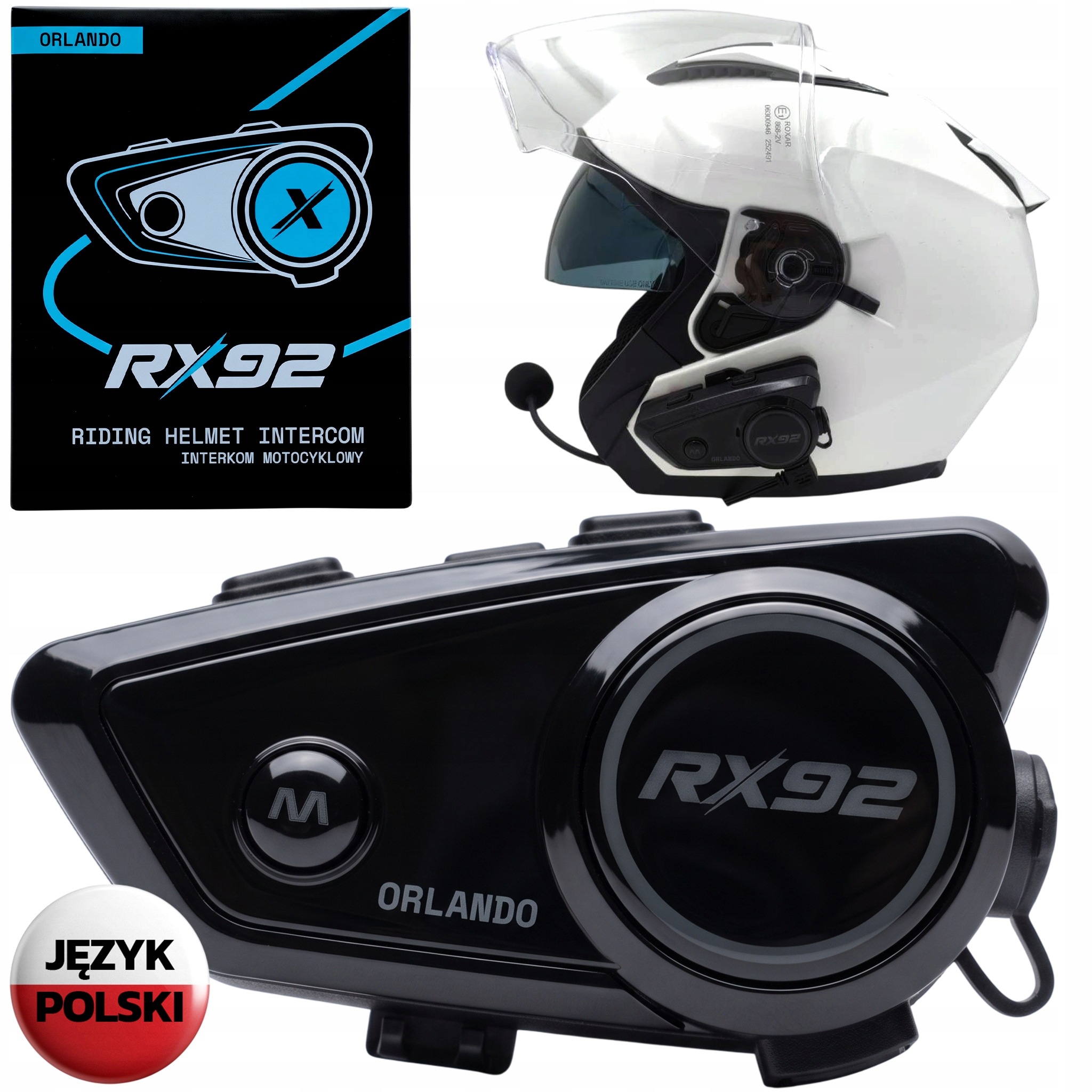 Motocyklový Interkom RX92 Orlando Bluetooth 600 m 1000 mAh IP67 Polština