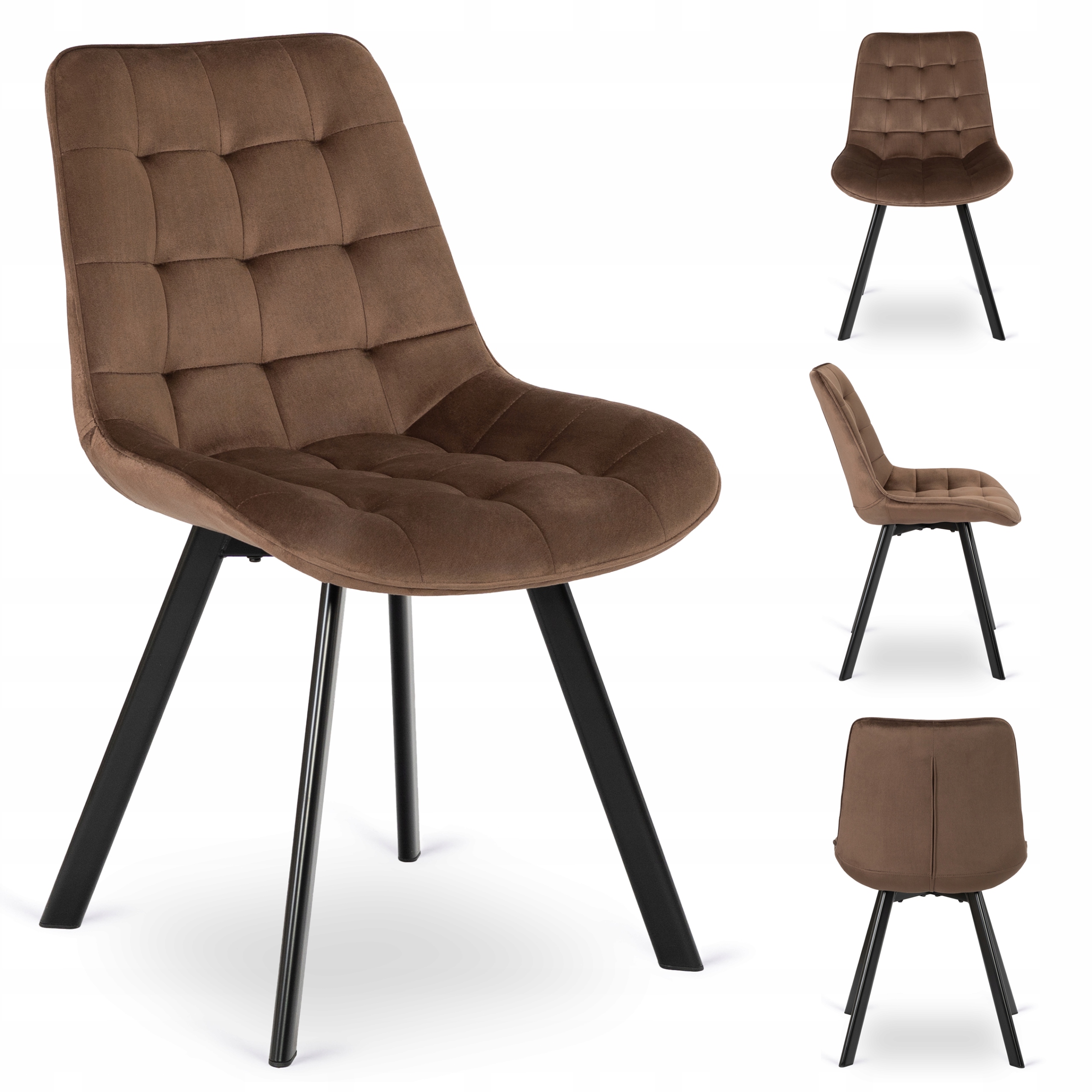 Čalouněné křeslo Velurové do jídelny Loftové prošívané hnědé Rick