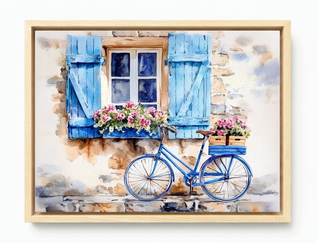 Obraz Rám American Box Modrý Bicykel Okno Kvety Výhľad Pošta 80x60