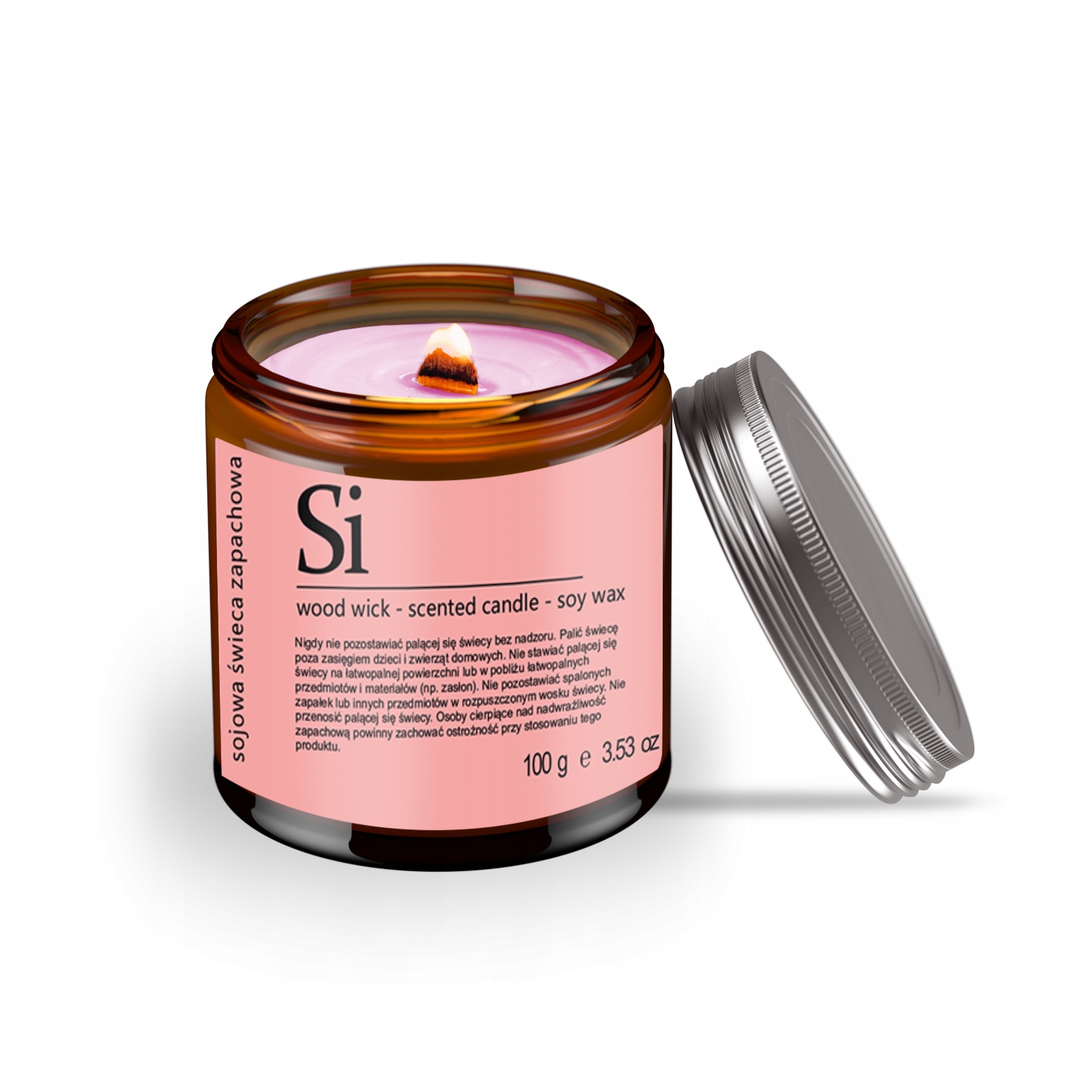 

Si Świeca o zapachu perfum z drewnianym knotem