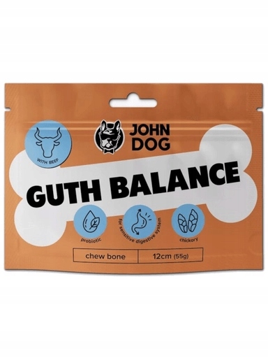 4x JohnDog Kost Guth Balance Hovězí kůže 12 cm