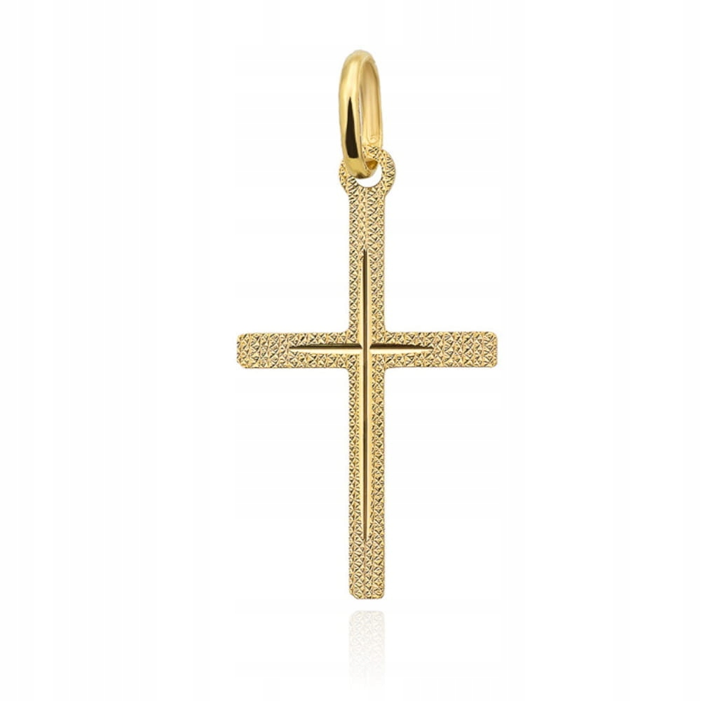 Zlatý křížek zdobený malým 585, jedinečný dárek pro dítě na svaté přijímání