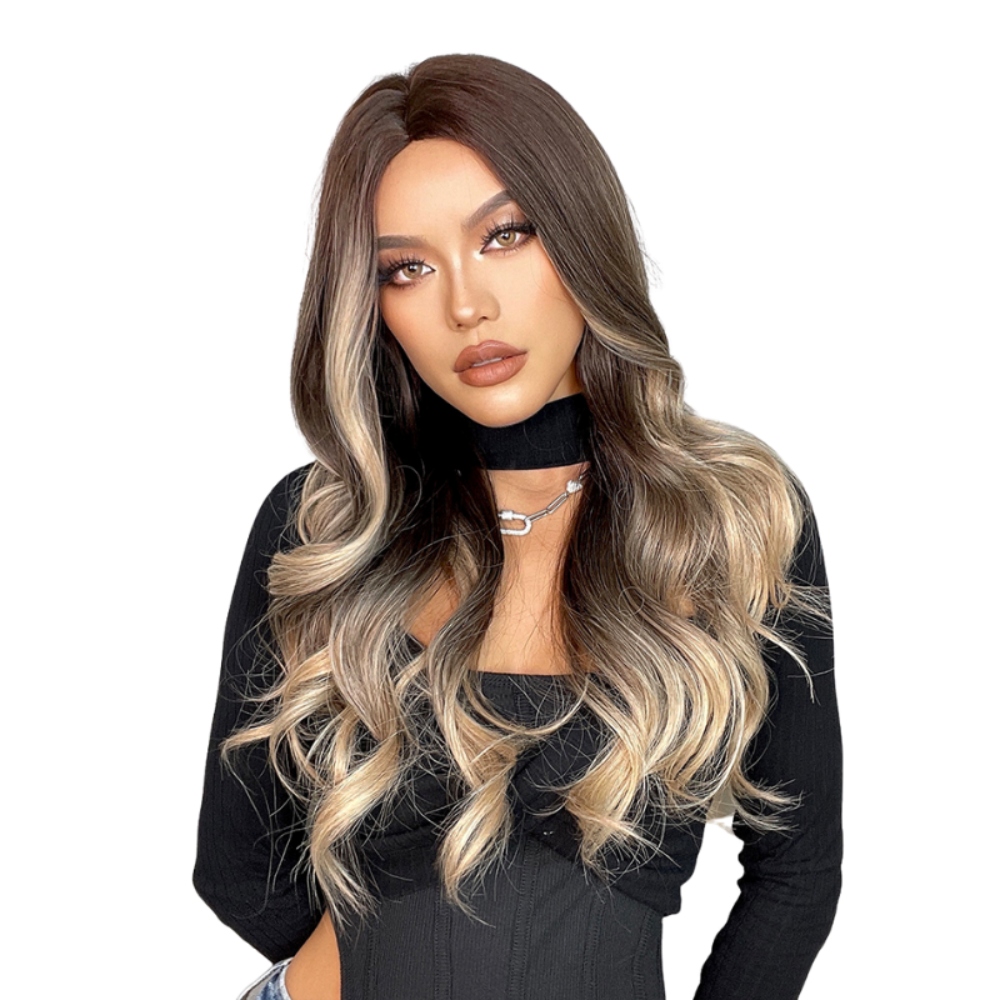 Umělá paruka s vlnitými syntetickými vlasy LC458-1 Dárek čepička