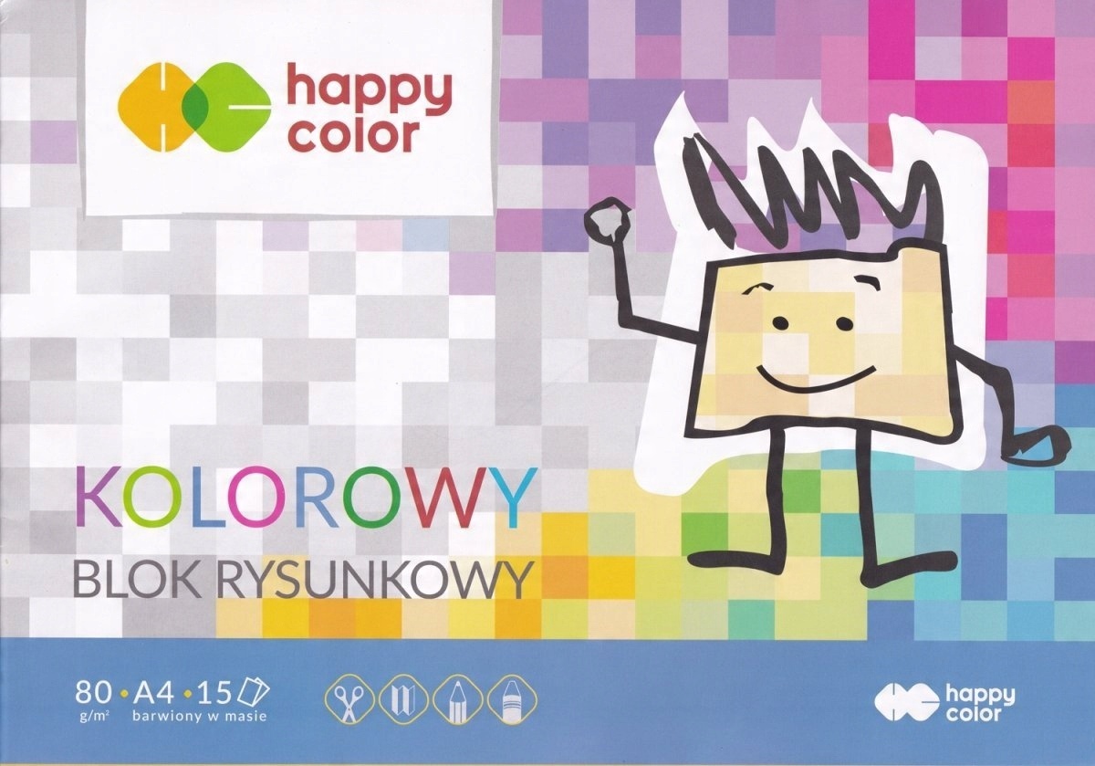 

Blok rysunkowy A4 kolorowe kartki Happy