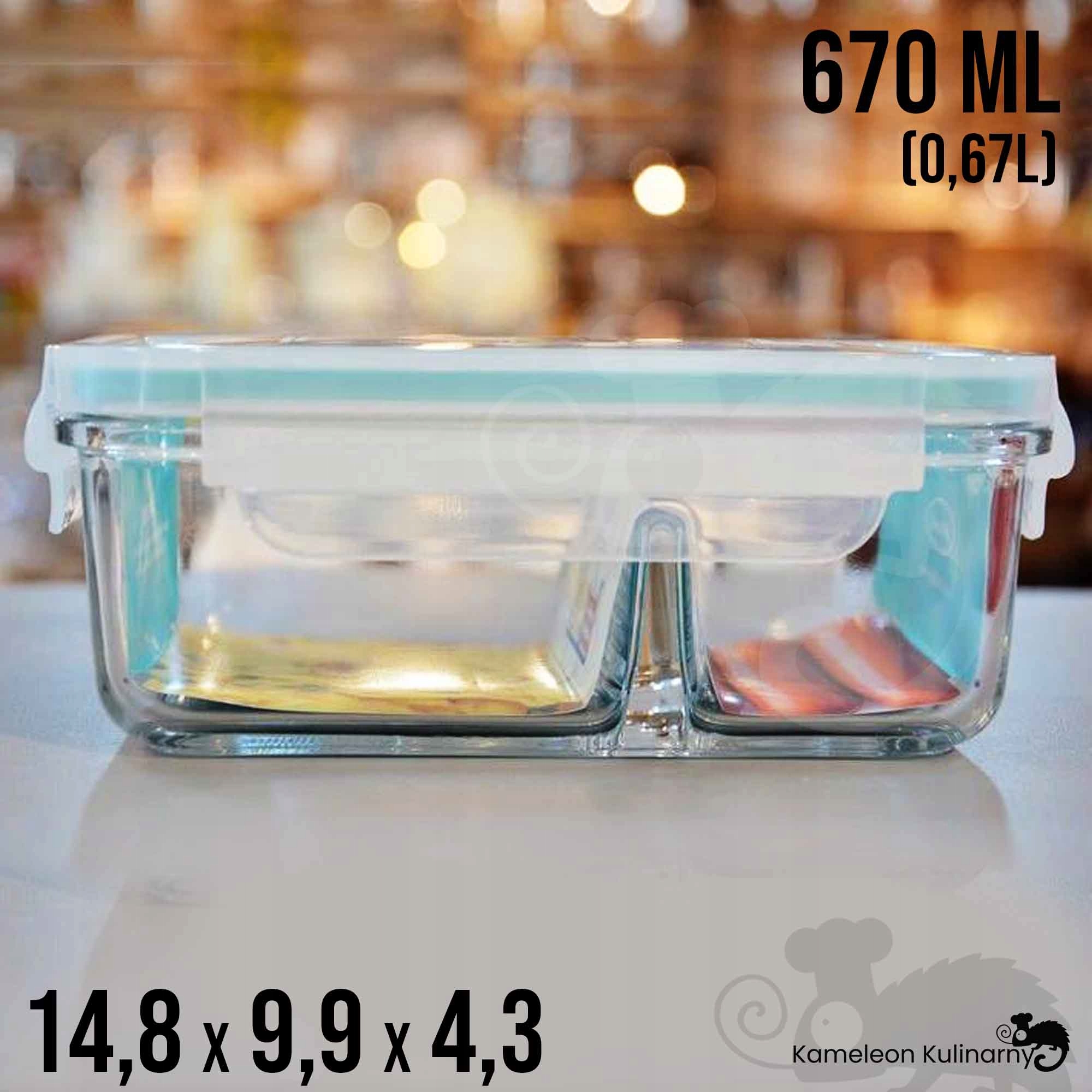 POJEMNIK SZKLANY DUO z przykrywą LUNCHBOX 670 ml Marka inna