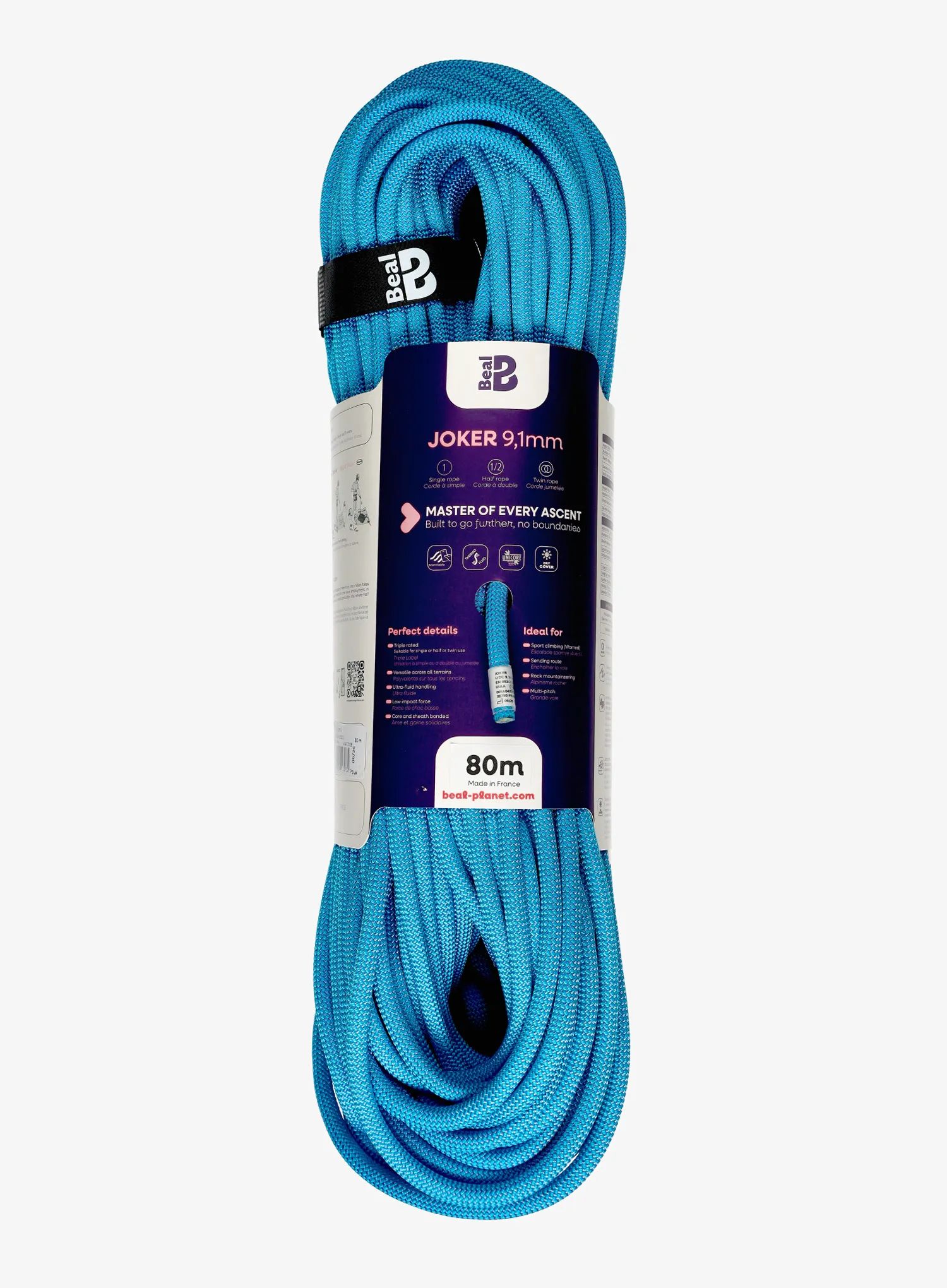 Dynamické lano Beal Joker Unicore Dry Cover 9,1 mm 80 m modré