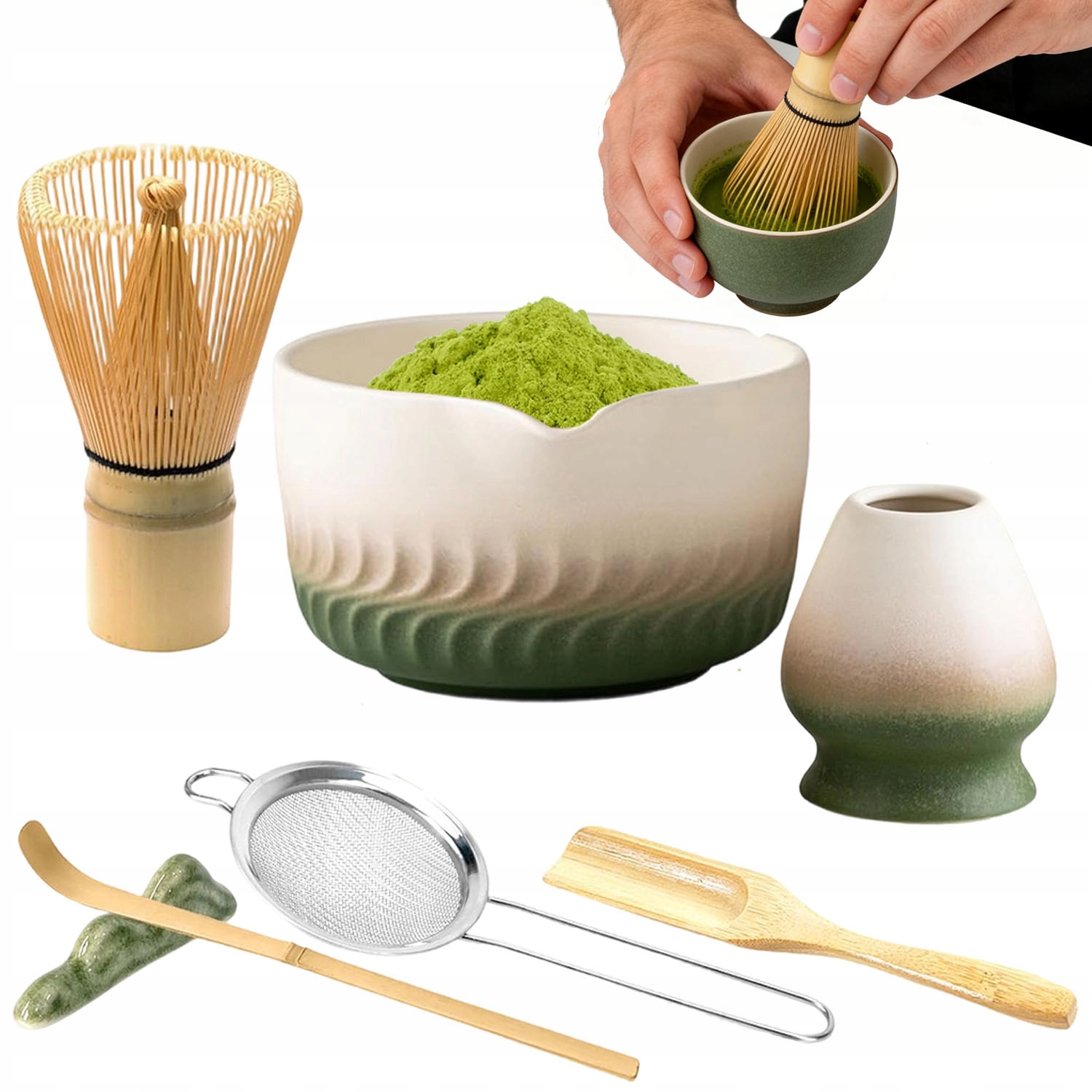 Chashaku Bambusowy Zestaw Prezentowy Do Herbaty Matchy Trzepaczka Łyżka