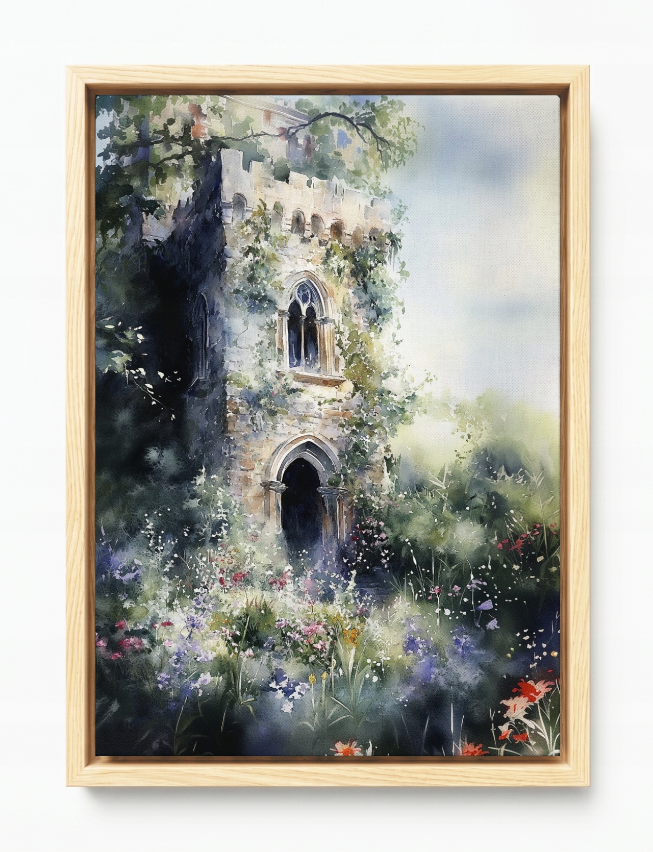 Obraz Rám Americký Box Tajemný Zámek Věž Zřícenina Zahrada Květiny 40x60