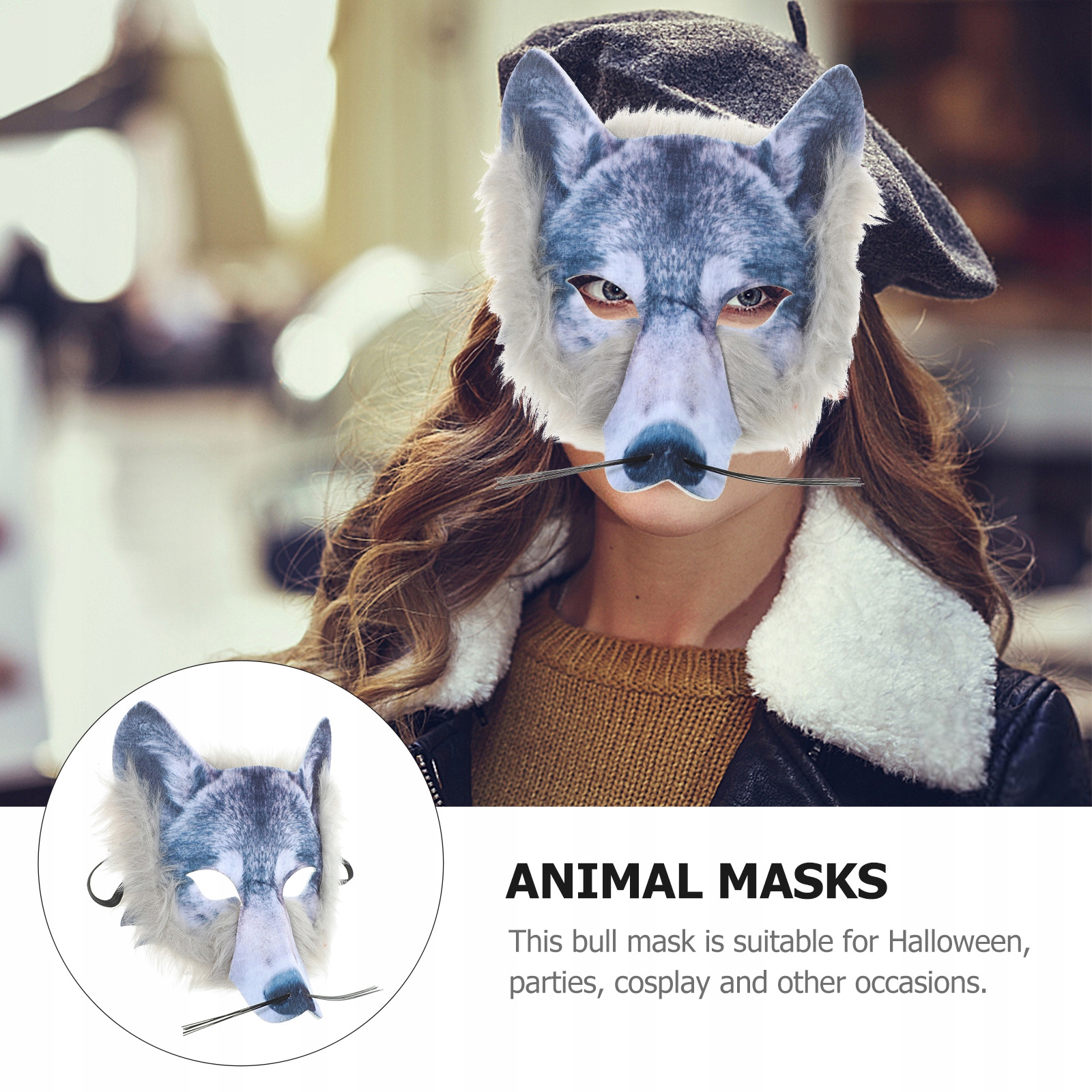 MASKA WILKA NA HALLOWEEN - REKWIZYT COSPLAY Materiał tkanina