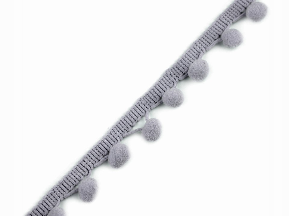 Taśma z pomponami pomponikami szara 3cm