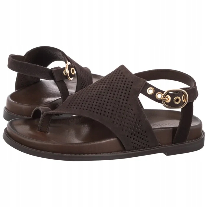 Kožené dámské sandály Wojas Hnědé 76266-62 Brown