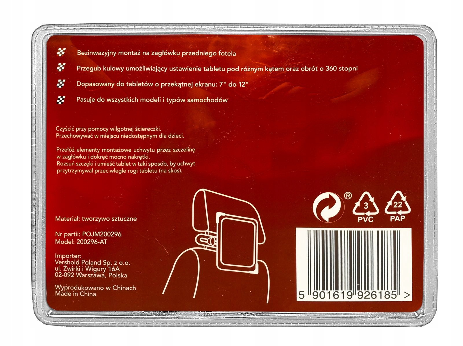 Uchwyt Samochodowy na Tablet do Zagłówka Producent inny