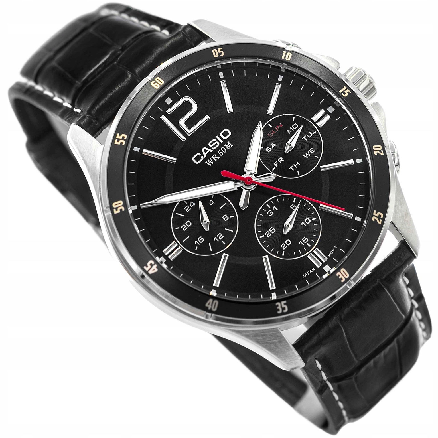 Pánské Hodinky Casio MTP-1374PL-1AVEF Černé Na Řemínku Datumovka Neobrite