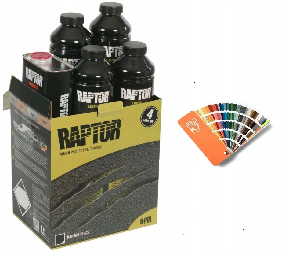 U-POL RAPTOR 3.8 L БЕСЦВЕТНЫЙ + 400 МЛ КРАСИТЕЛЯ RAL