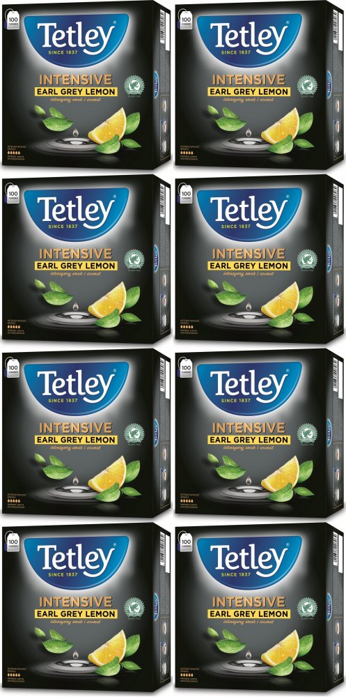 Tetley Intensive Earl Grey Lemon herbata czarna 100 szt Torebki x8