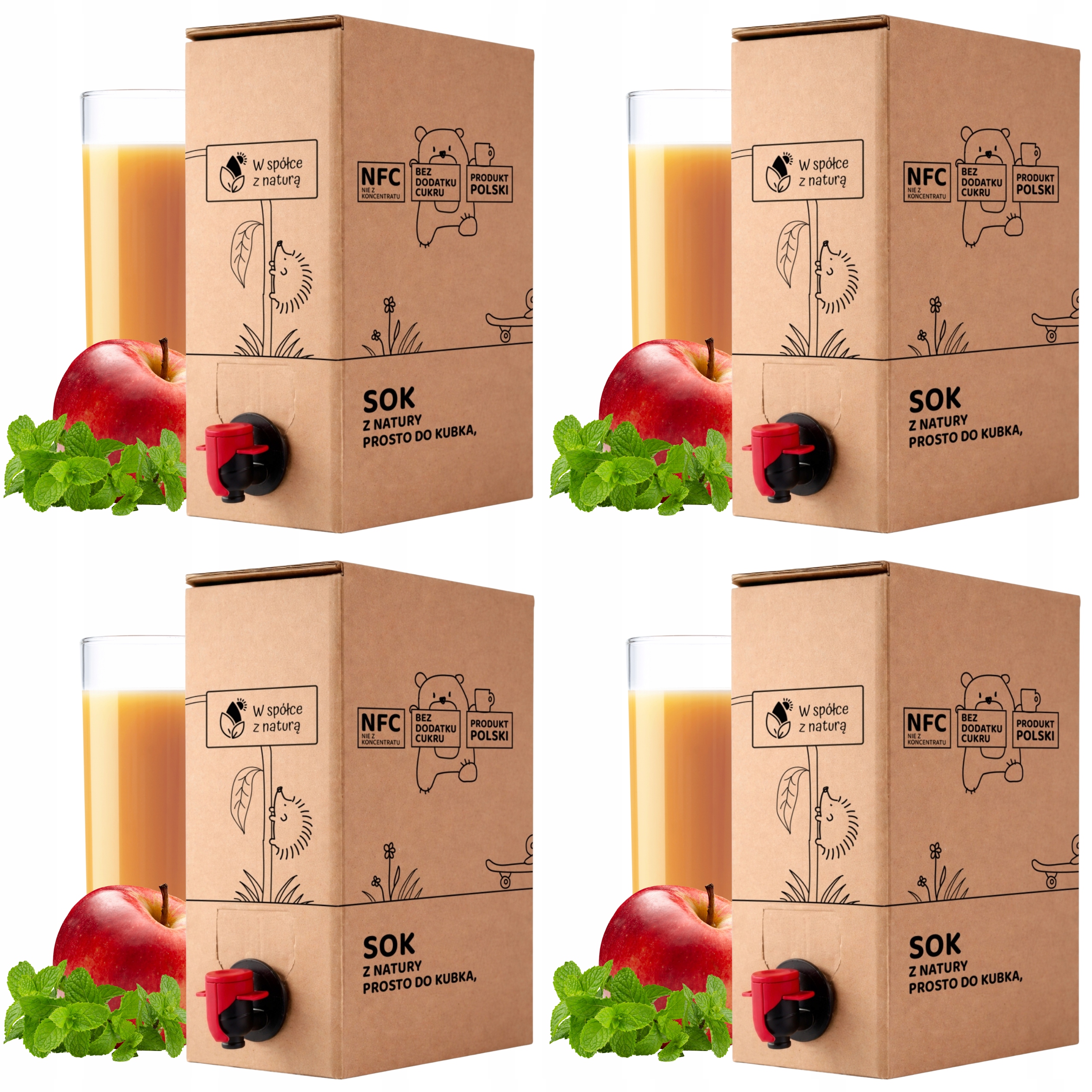 Sok z Jabłek i Mięty 3l 100% Nfc Jabłko-Mięta Bez Dodatków zestaw