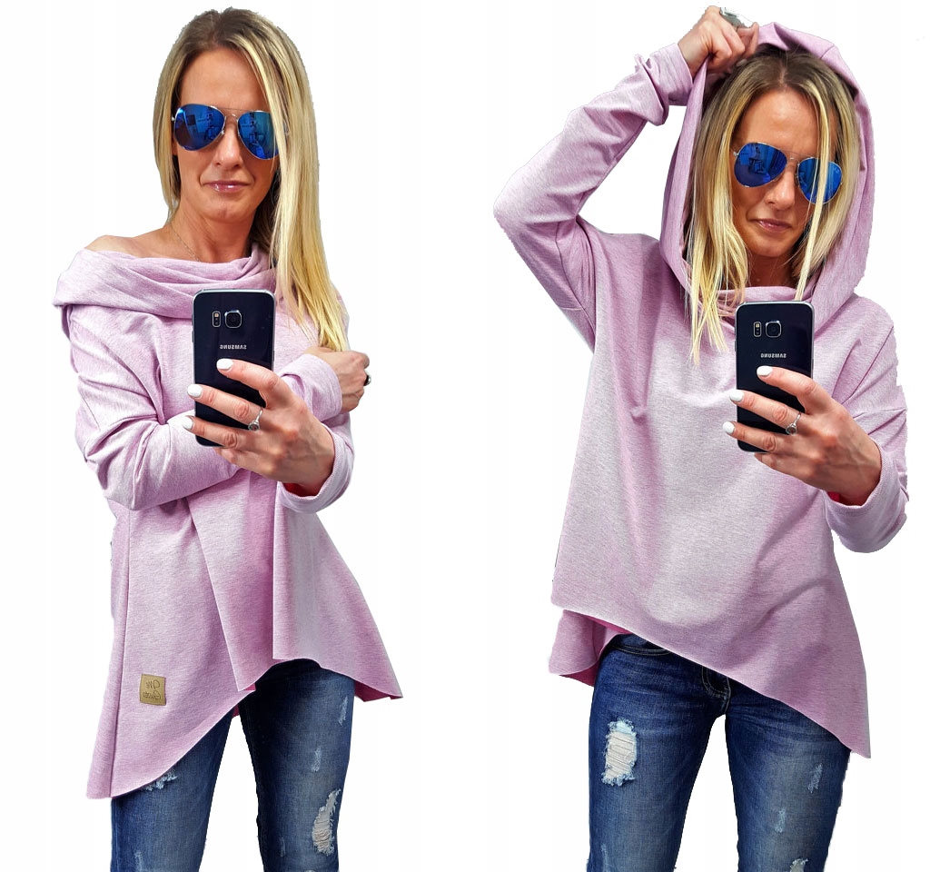 

Asymetryczna Tunika Bluza Sukienka Komin Kaptur S