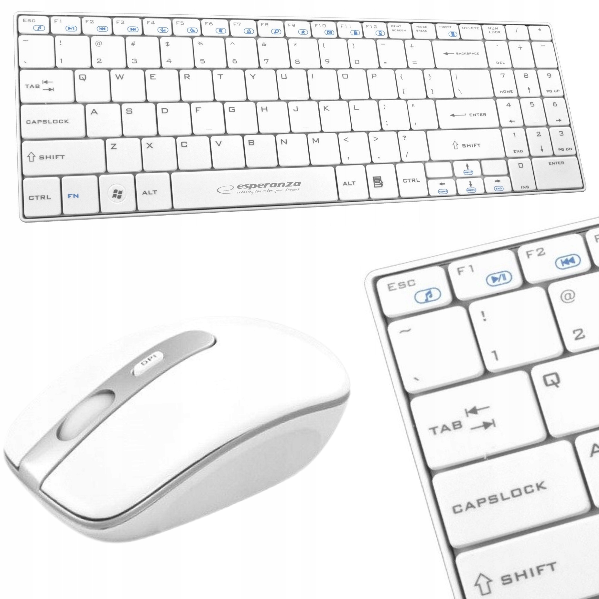 Set Bezdrátová Klávesnice Myš Usb 2.4GHZ Qwerty Pl Slim