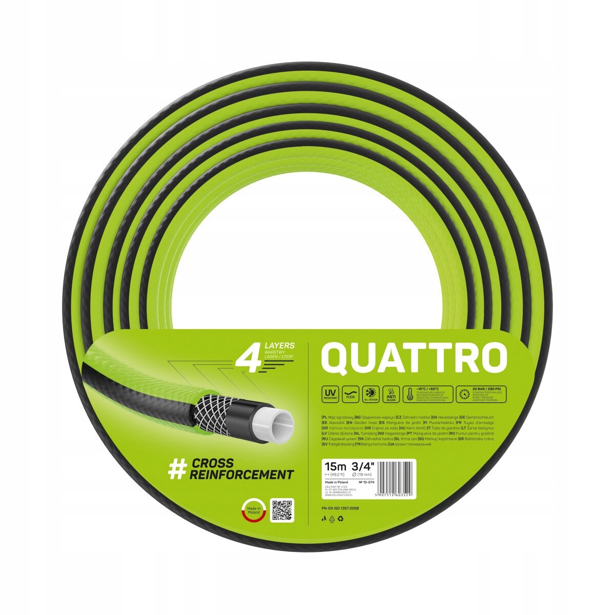 

Wąż Ogrodowy 4WAR Quattro 20BAR 3/4'' 15M Cellfast