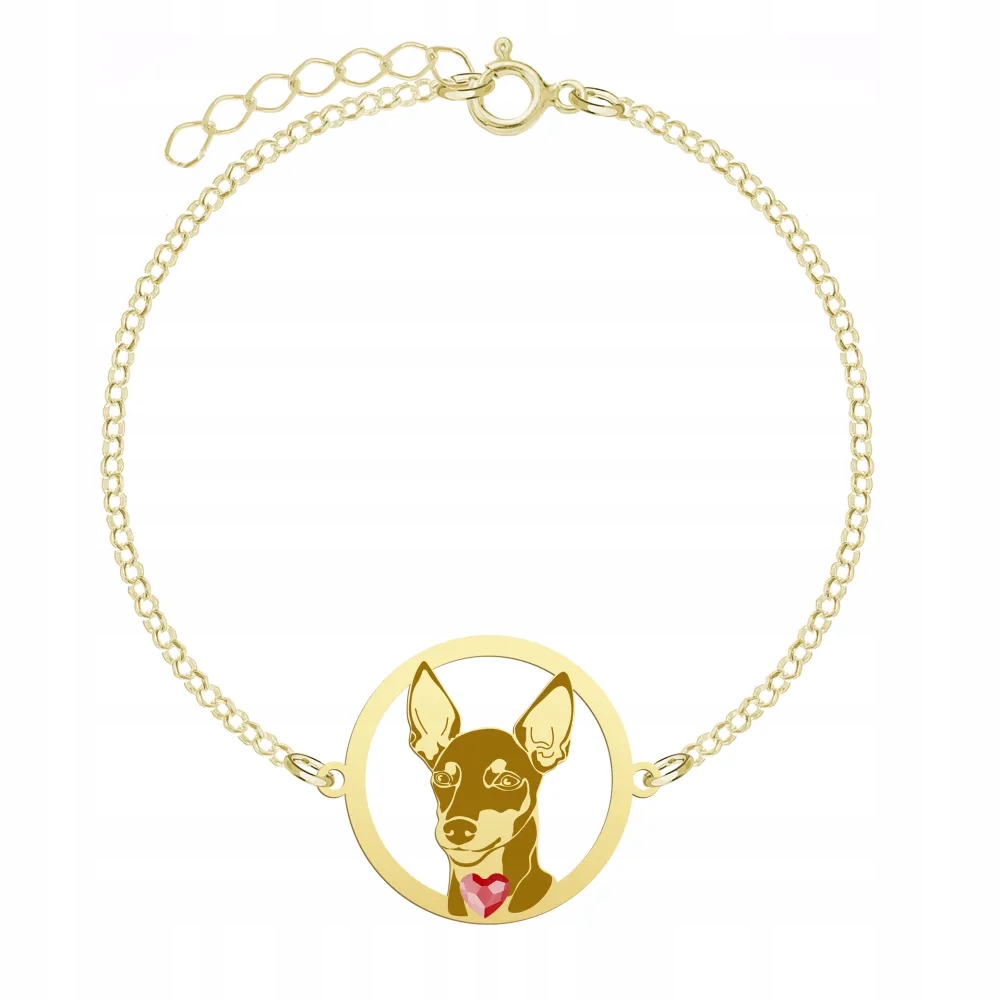 Zlatý náramek se psem Anglický teriér hraček 925 Šperky Dárek Gravírování