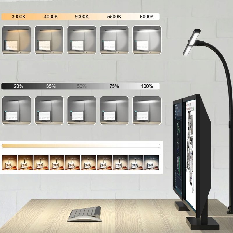 LAMPKA KREŚLARSKA LAMPA BIURKOWA LED PODWÓJNA MOCNA + ŁADOWARKA 24W Styl nowoczesny