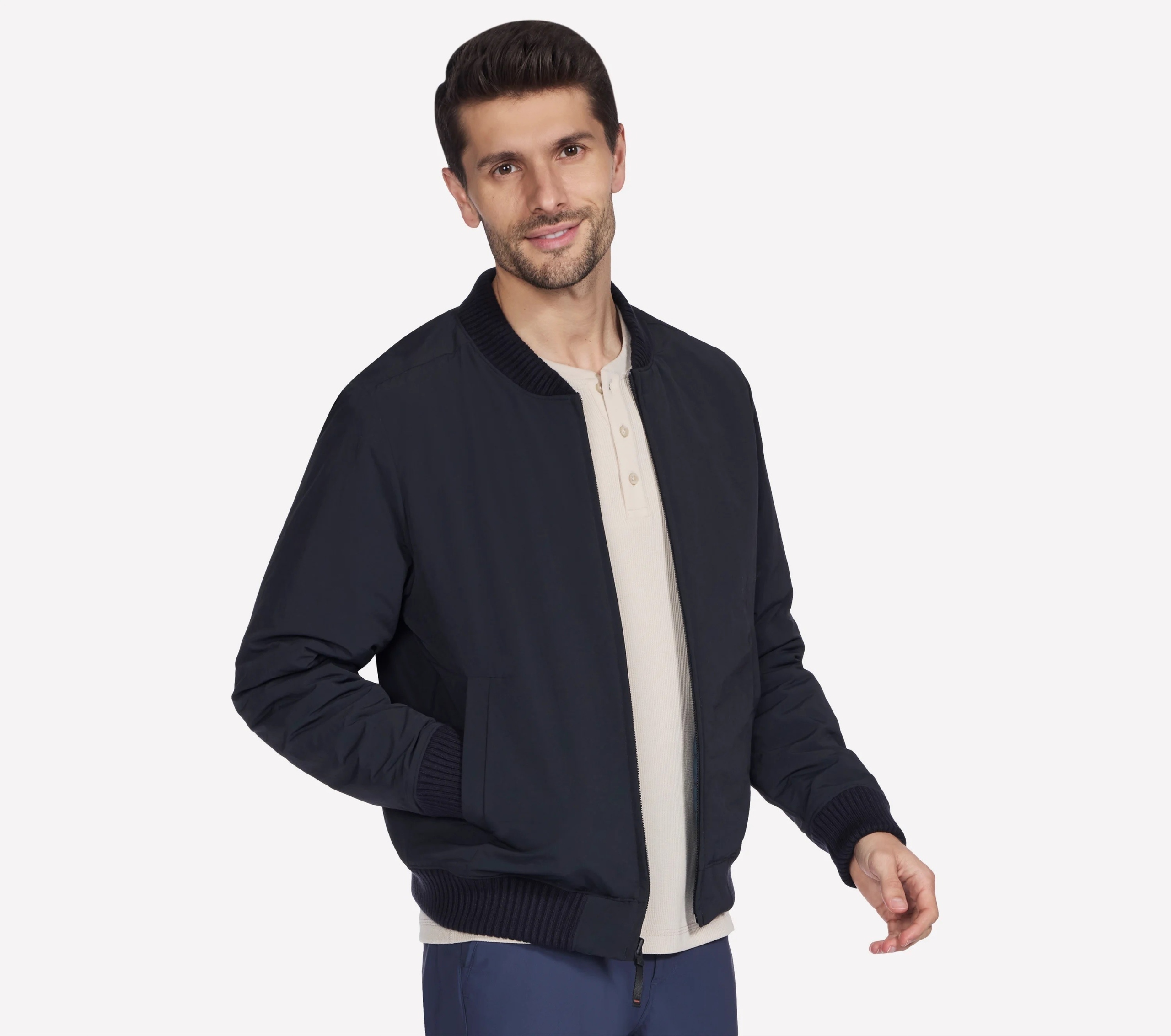 Pánská oboustranná bunda Skechers Alpha Reversible Bomber JA234 Blk