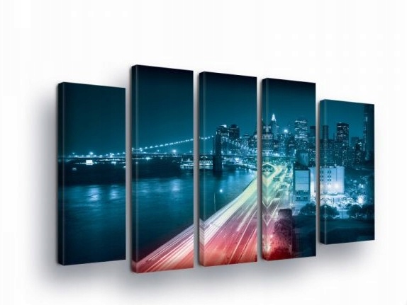 Obraz 150x100 Nočná metropola mestská krajina most svetlo dynamika