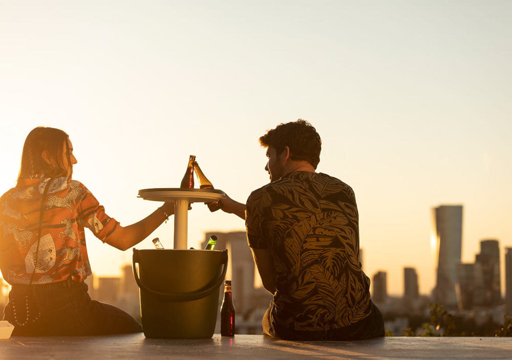 Stolik ogrodowy KETER barek Okrągły Grafitowy Styl nowoczesny