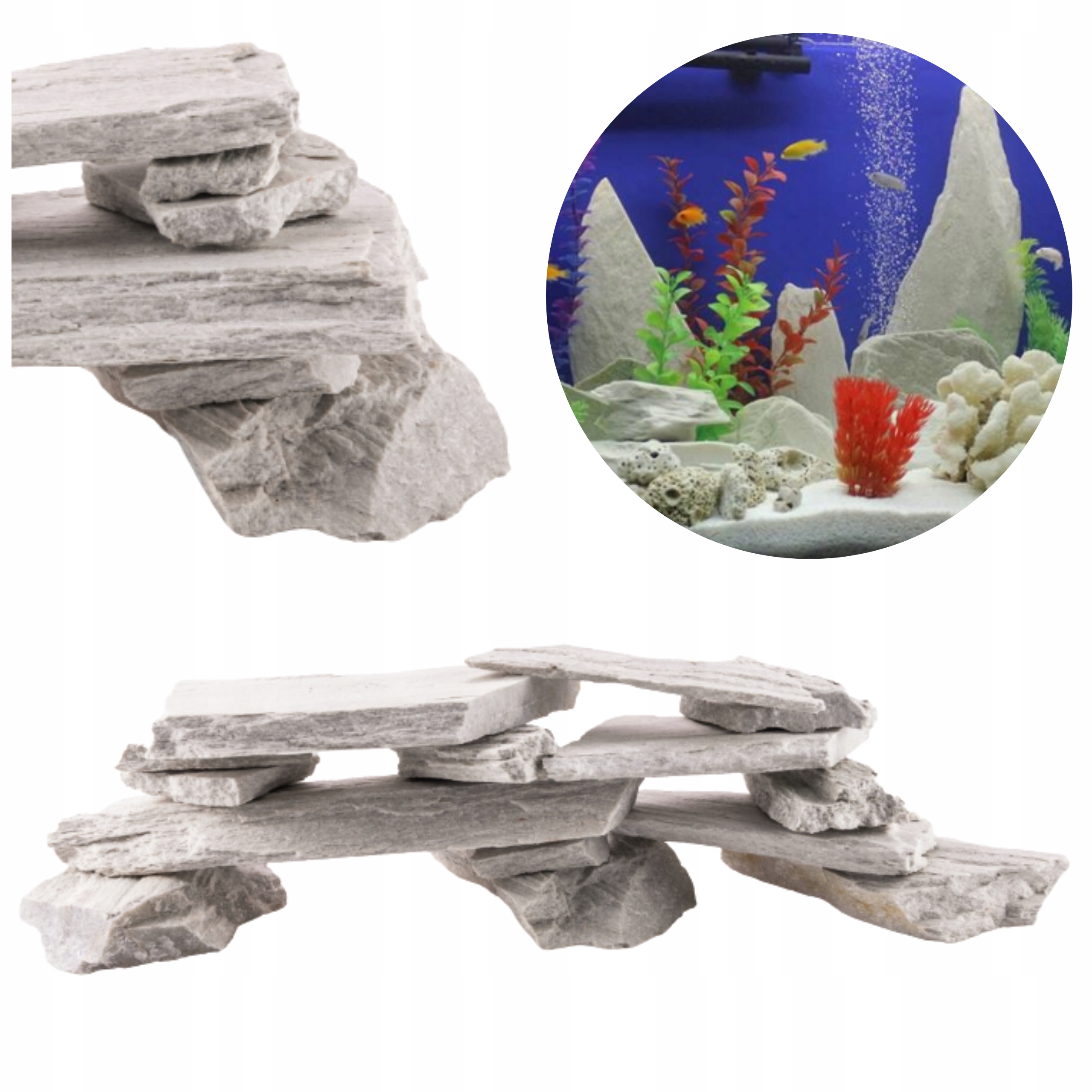 Levně 15 Kg Bílá Břidlice, Sada Kamenů Do Akvária
