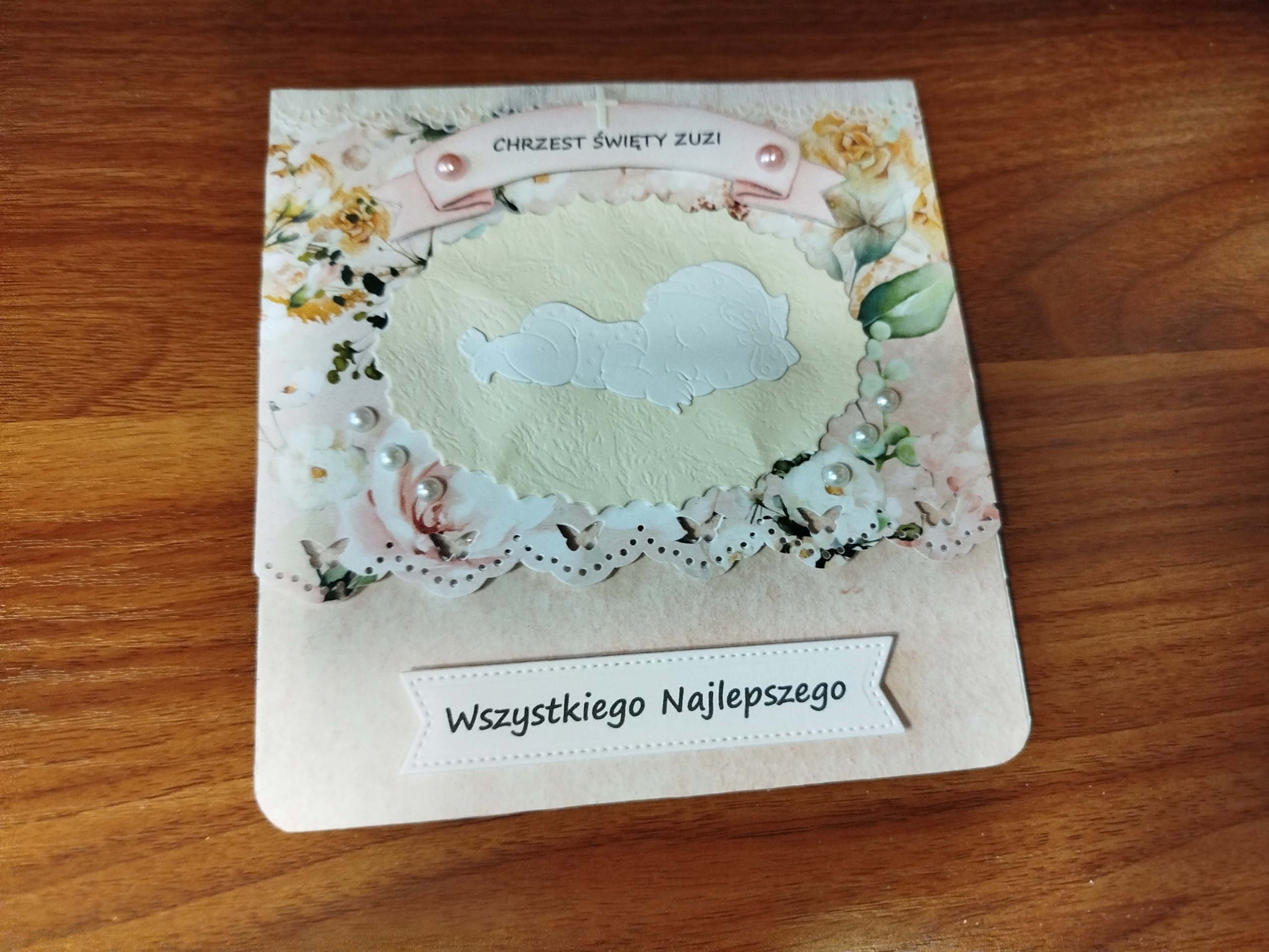Ručně vyráběné přání Svatý křest pro dívku