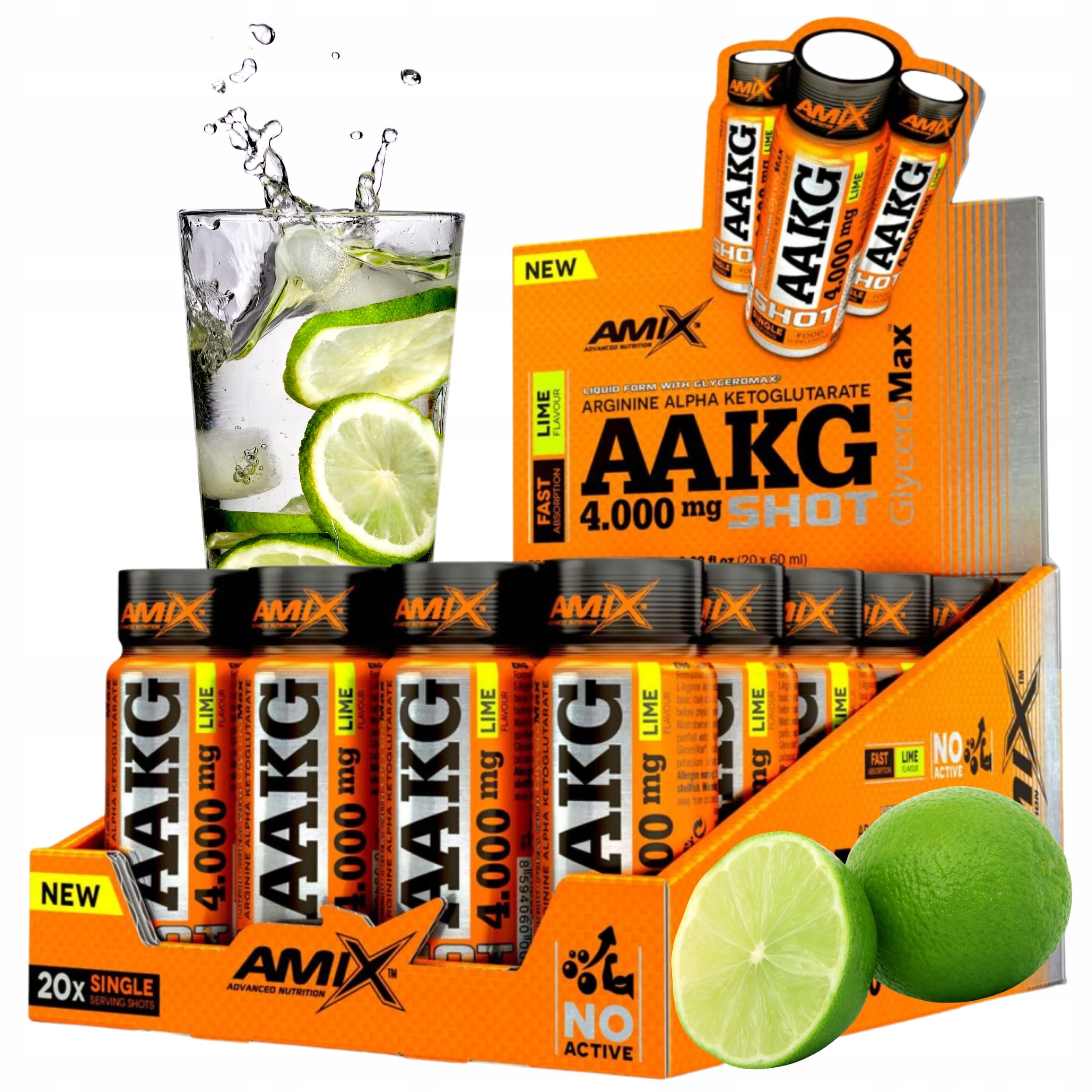 Silný Arginin Shot Aakg Glycerin Pre Workout Svalová pumpa Amix 60 Ml