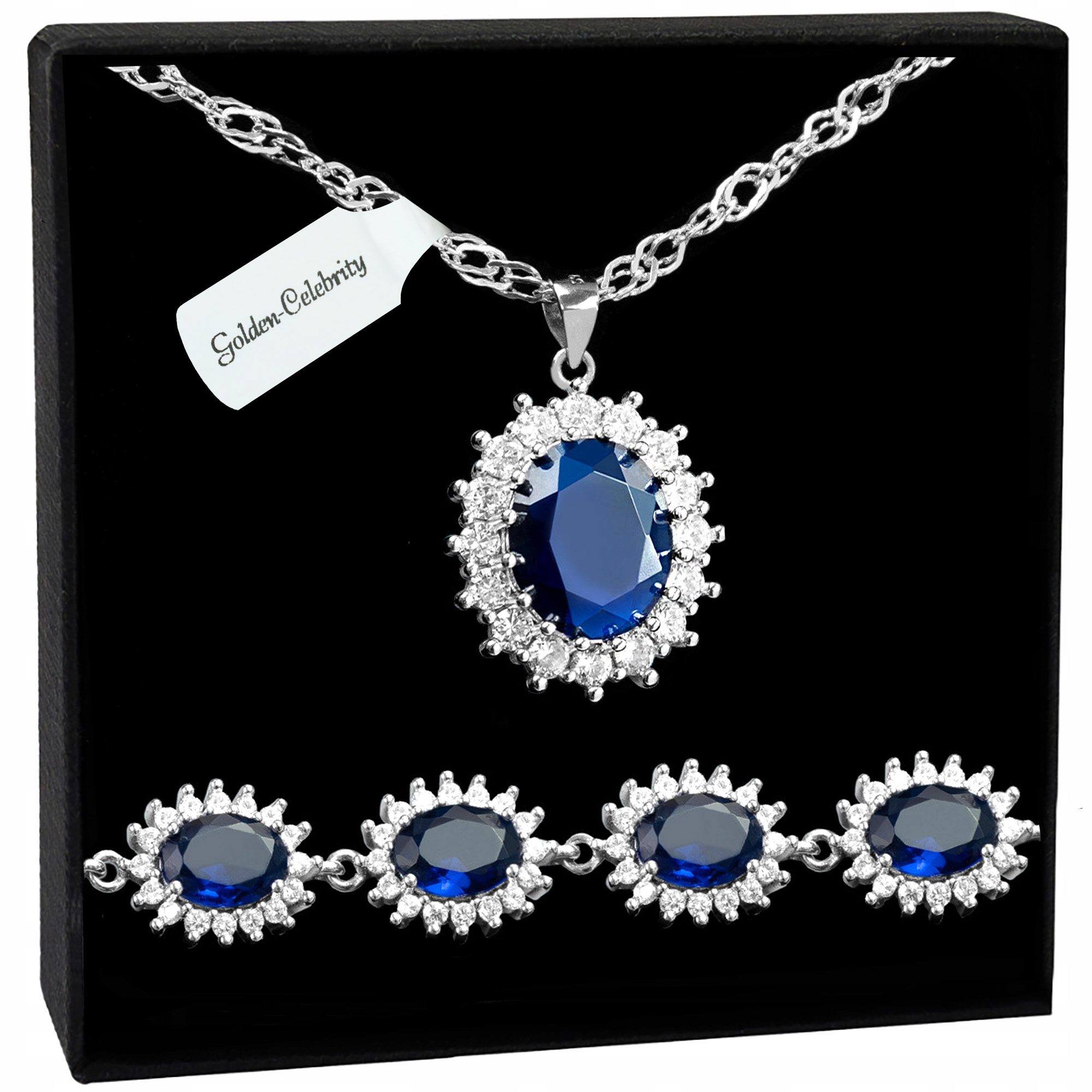 Stříbrný Komplet Šperků Náhrdelník Přívěsek Swarovski 925 Náramek 50 CM