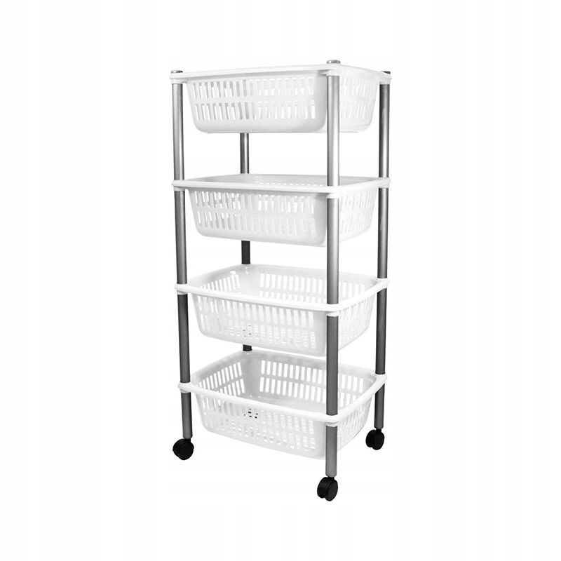 REGAŁ STOJAK Z KOSZAMI NA KÓŁKACH DLA KOSMETYCZKI