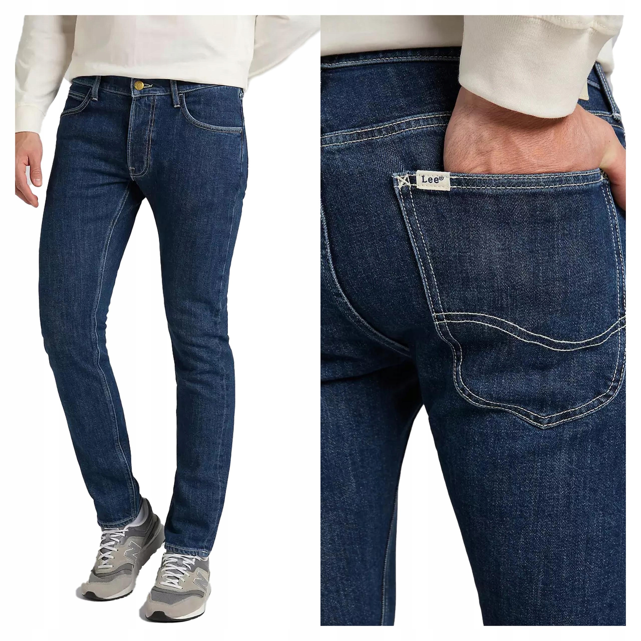 Pánské džínové kalhoty Lee Luke Button Fly Slim Fit Modré W28 L32