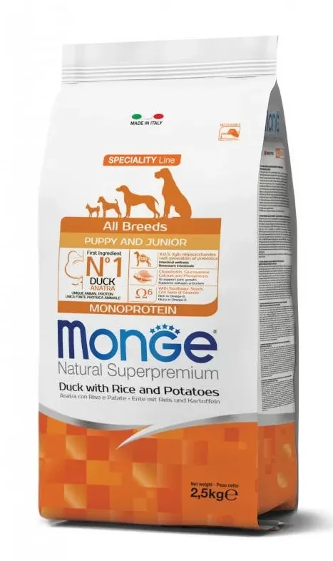 Kompletní krmivo pro psy Puppy Kachna 2,5 kg – značky Monge