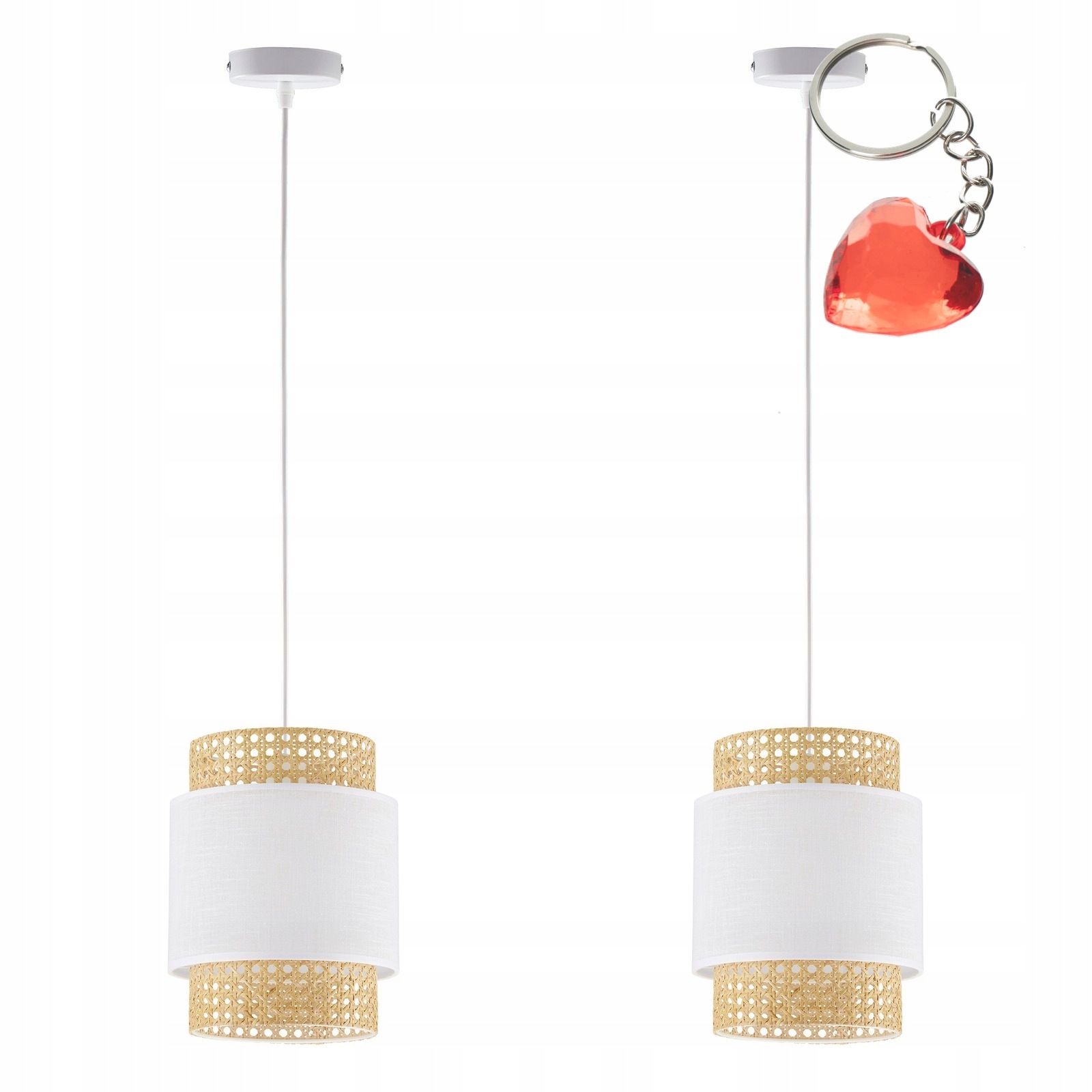 Tk Lighting Sada 2x Závěsná lampa Boho White 170 cm Regulace výšky
