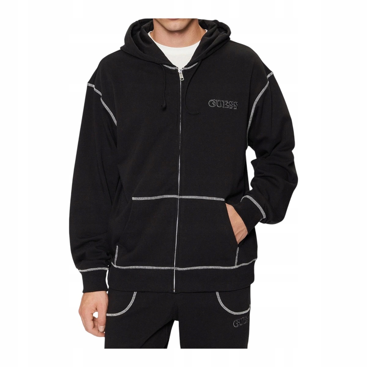 Guess Pánská Mikina S Kapucí F-zip Hoodie Sweatshirt Černá vel. L