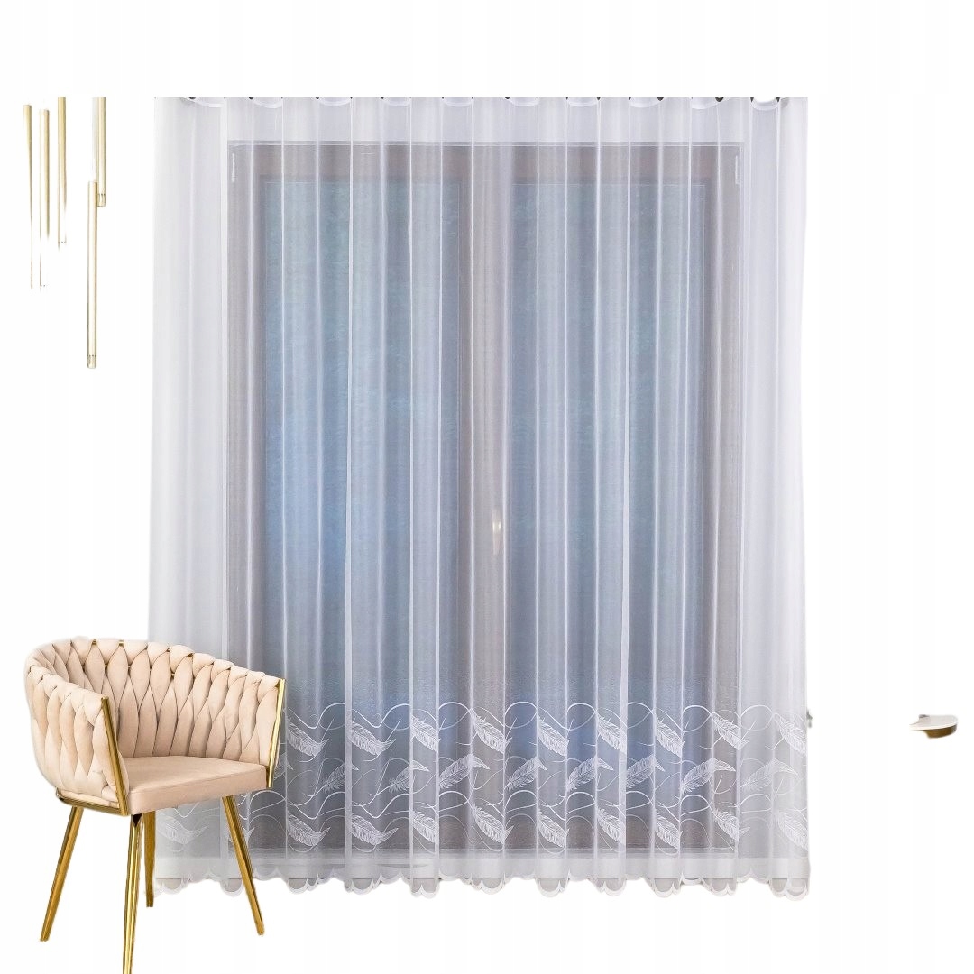 Hotová Záclona S Řasící Páskou, Módní Vzor Pírka 400x265