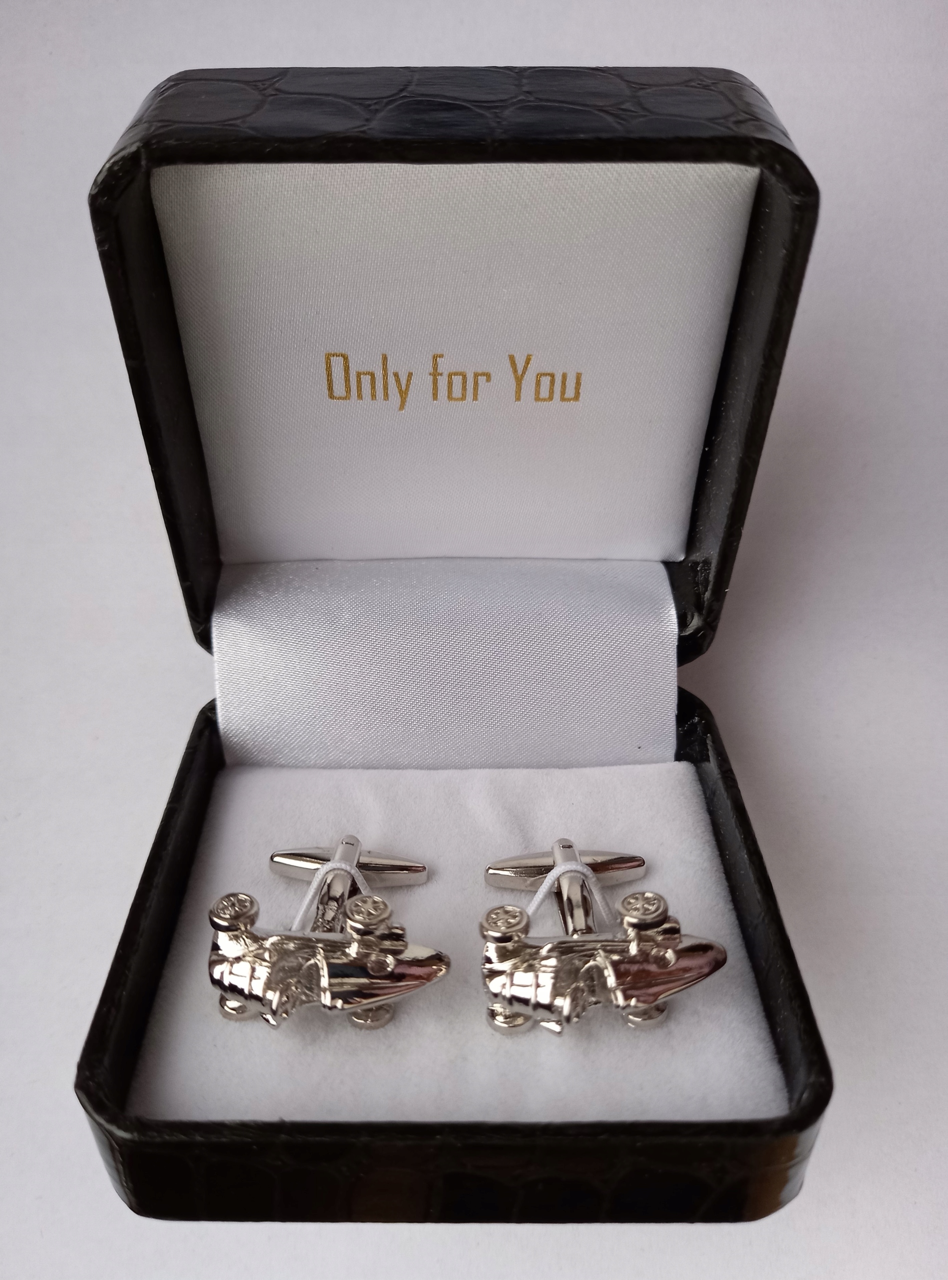 Manžetové knoflíčky Formule F1 Závodní motokára Formule 1 F1 Stříbrné V Pouzdru