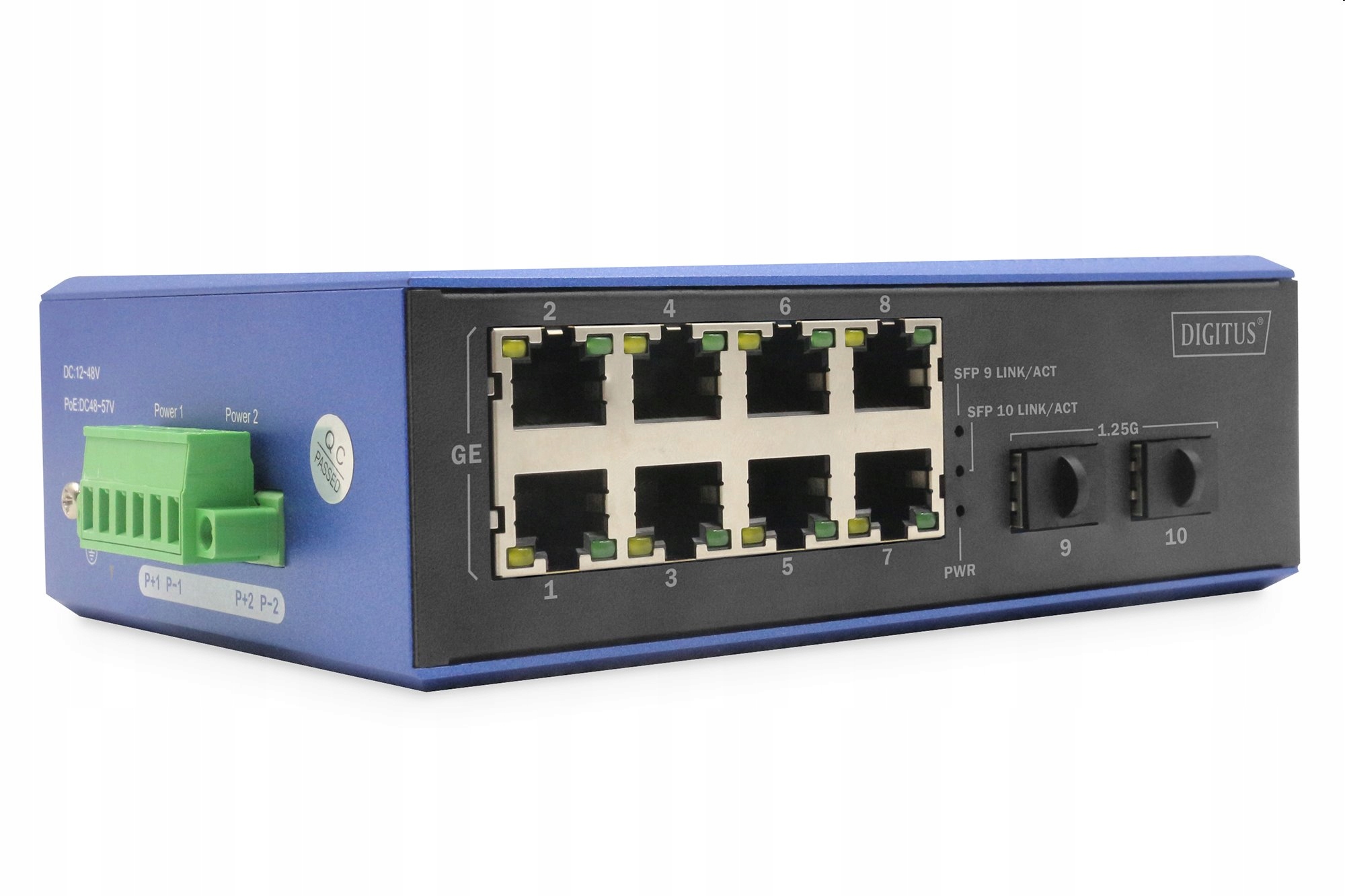 Digitus Industrial 8+2-Port Gigabit Ethernet PoE Switch 8 Port Ge PoE…