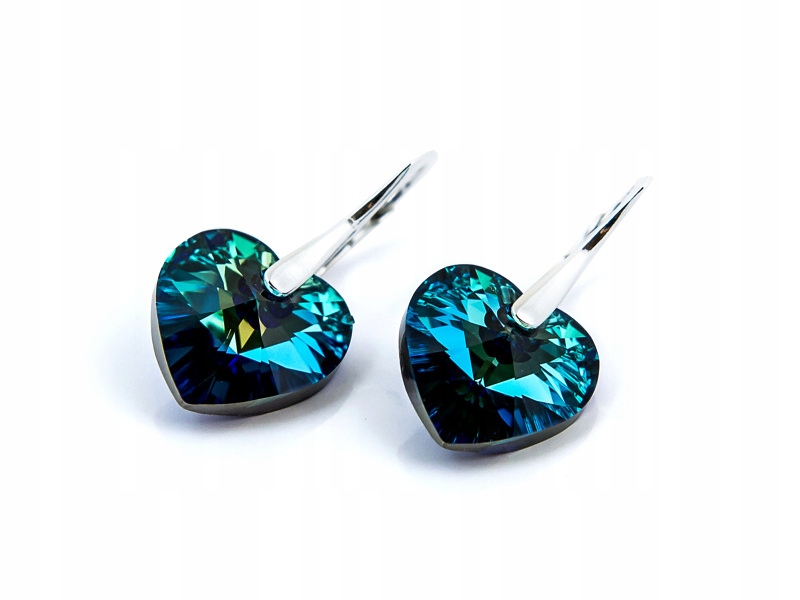 

Srebrne Kolczyki 925 z kr. Swarovski Serca 14 Bbl