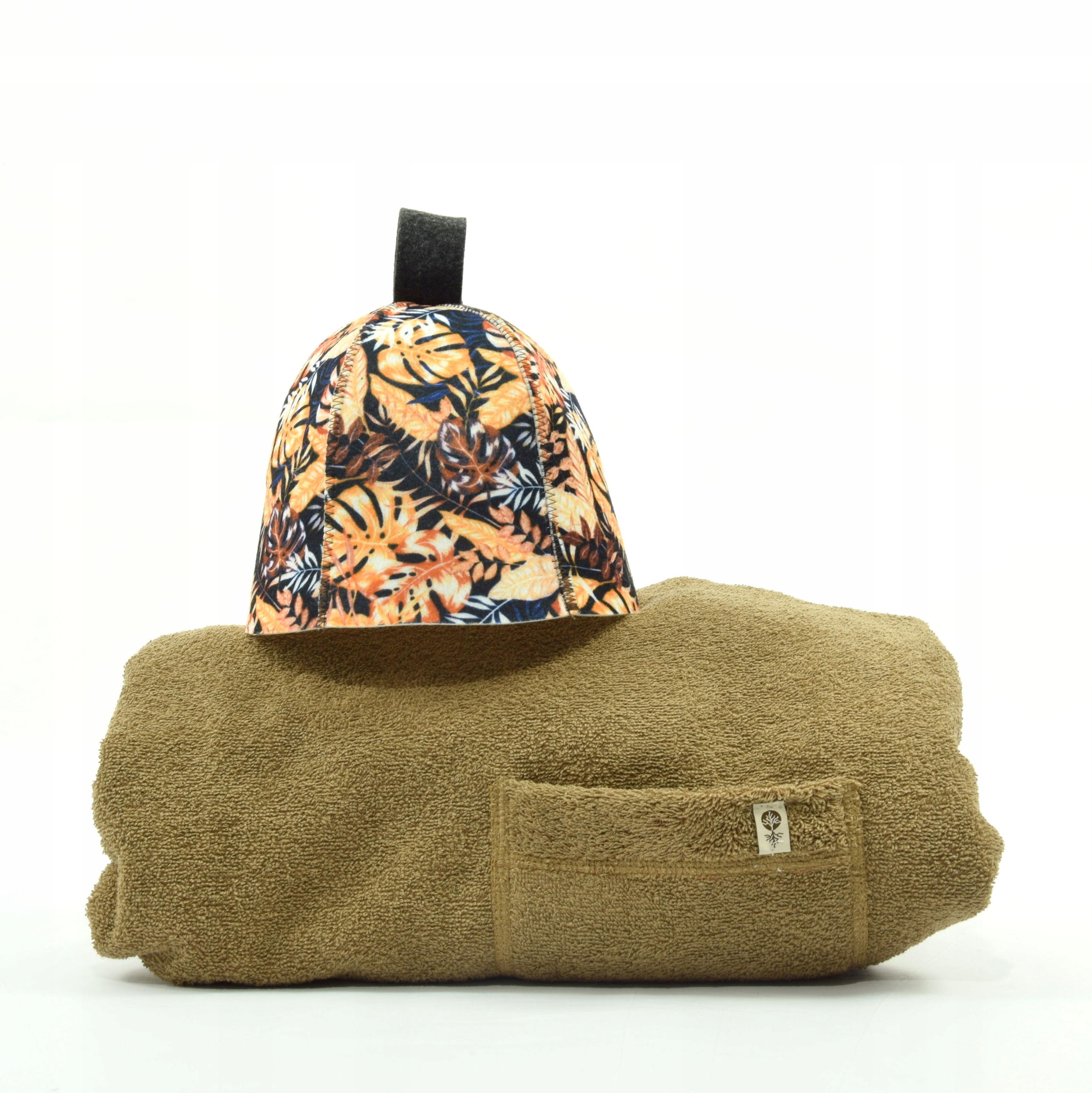 Pánský ručník Čepice do sauny Mata Set pro muže 2 díly Bavlna L