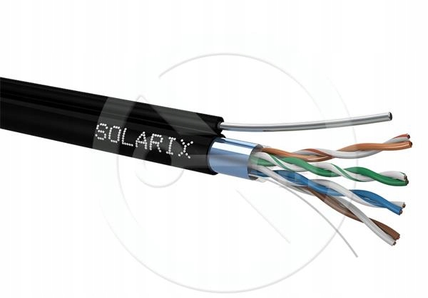 Solarix kabel Outdoor, Ftp, Cat5E, drôt, Pvc, Eca, box 305m, s ocelovým…