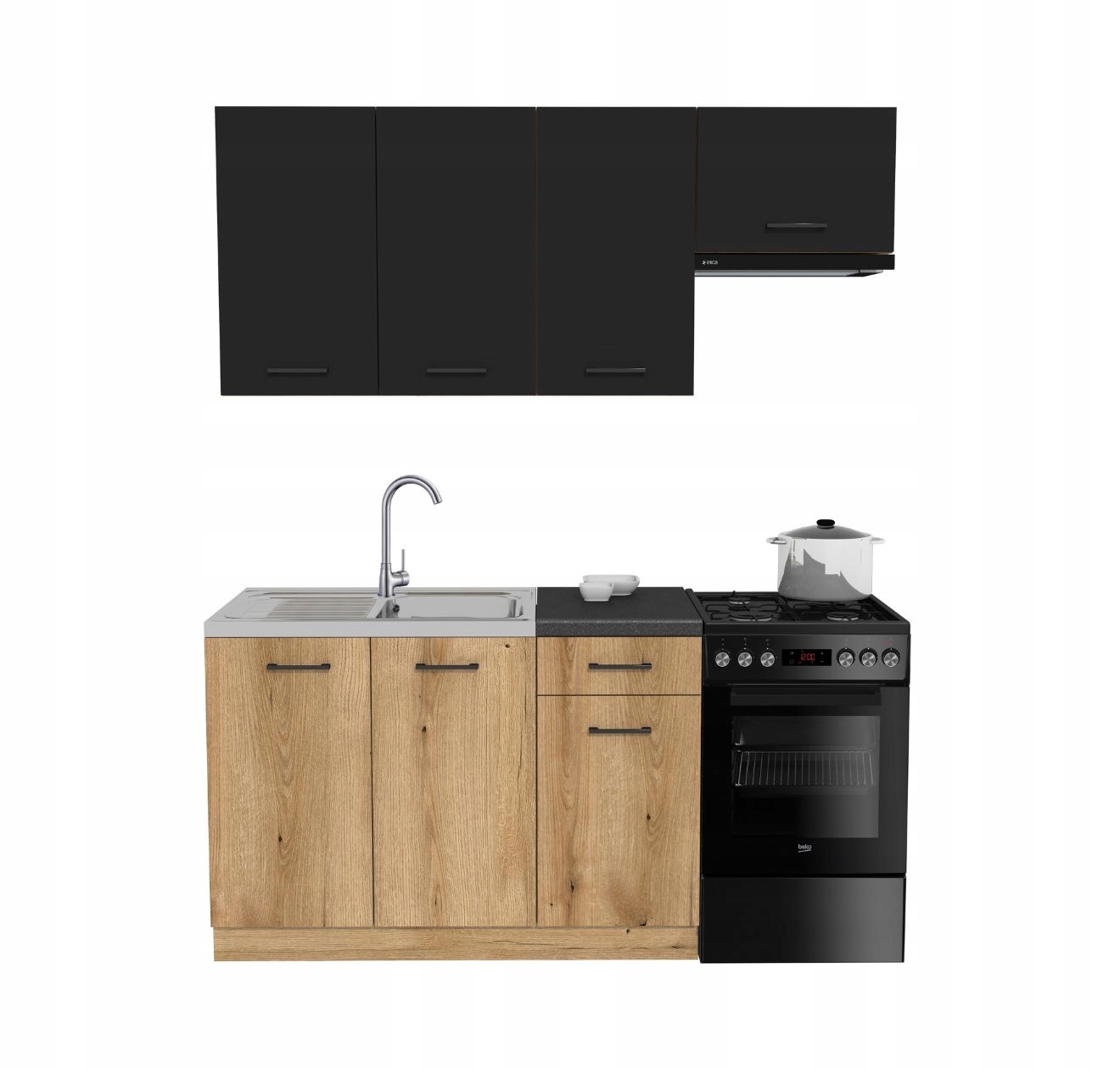 Kuchyňský set 170 Capri Dub Evoke Černá s deskou District Dark