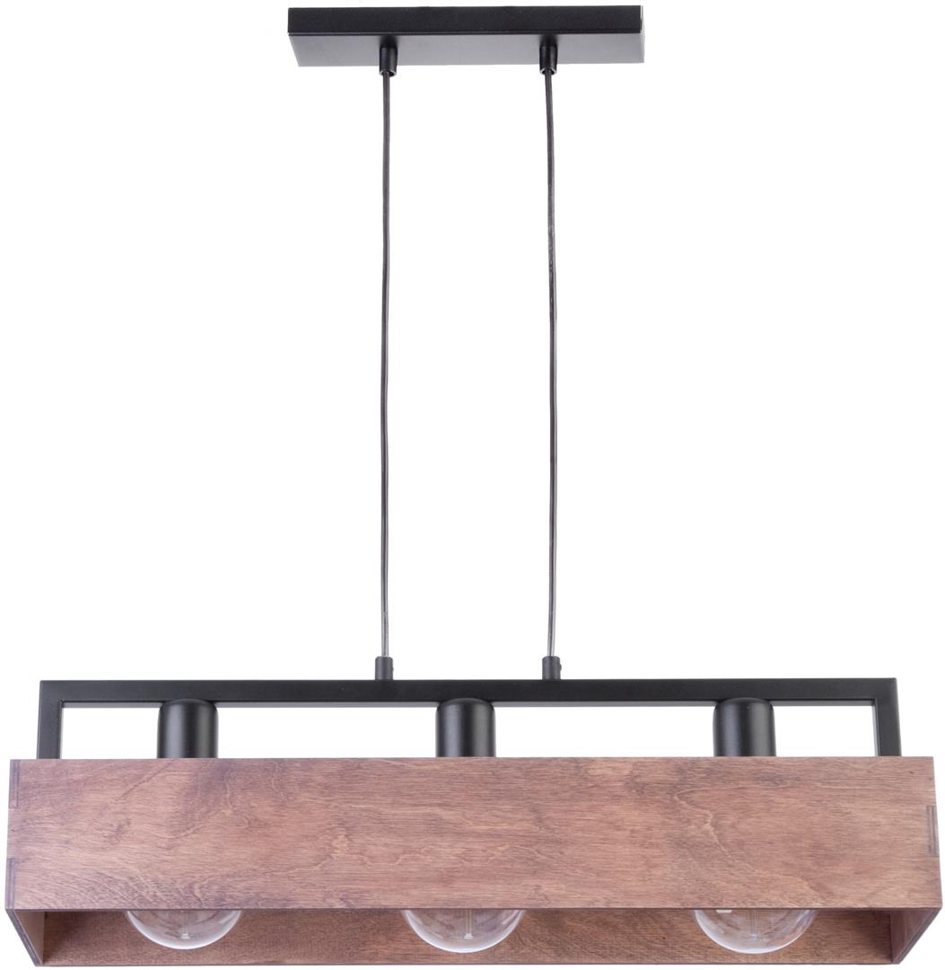 Lampa Wisząca Sigma Dakota 3 Czarny Brąz Drewno 31746 Nad Stół