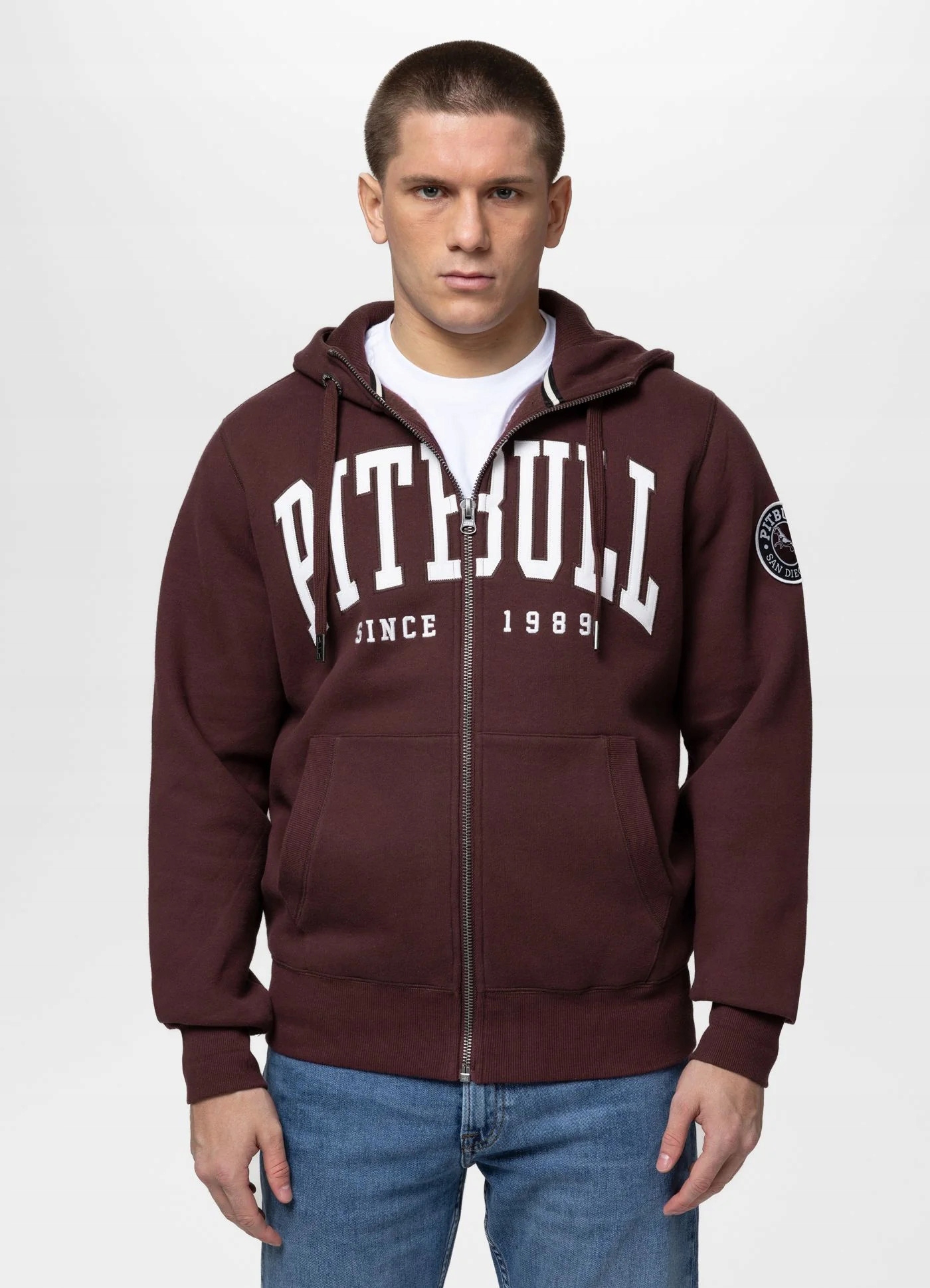 Pánská Rozepínací mikina S Kapucí Pit Bull West Coast Norton Burgundy Sporto