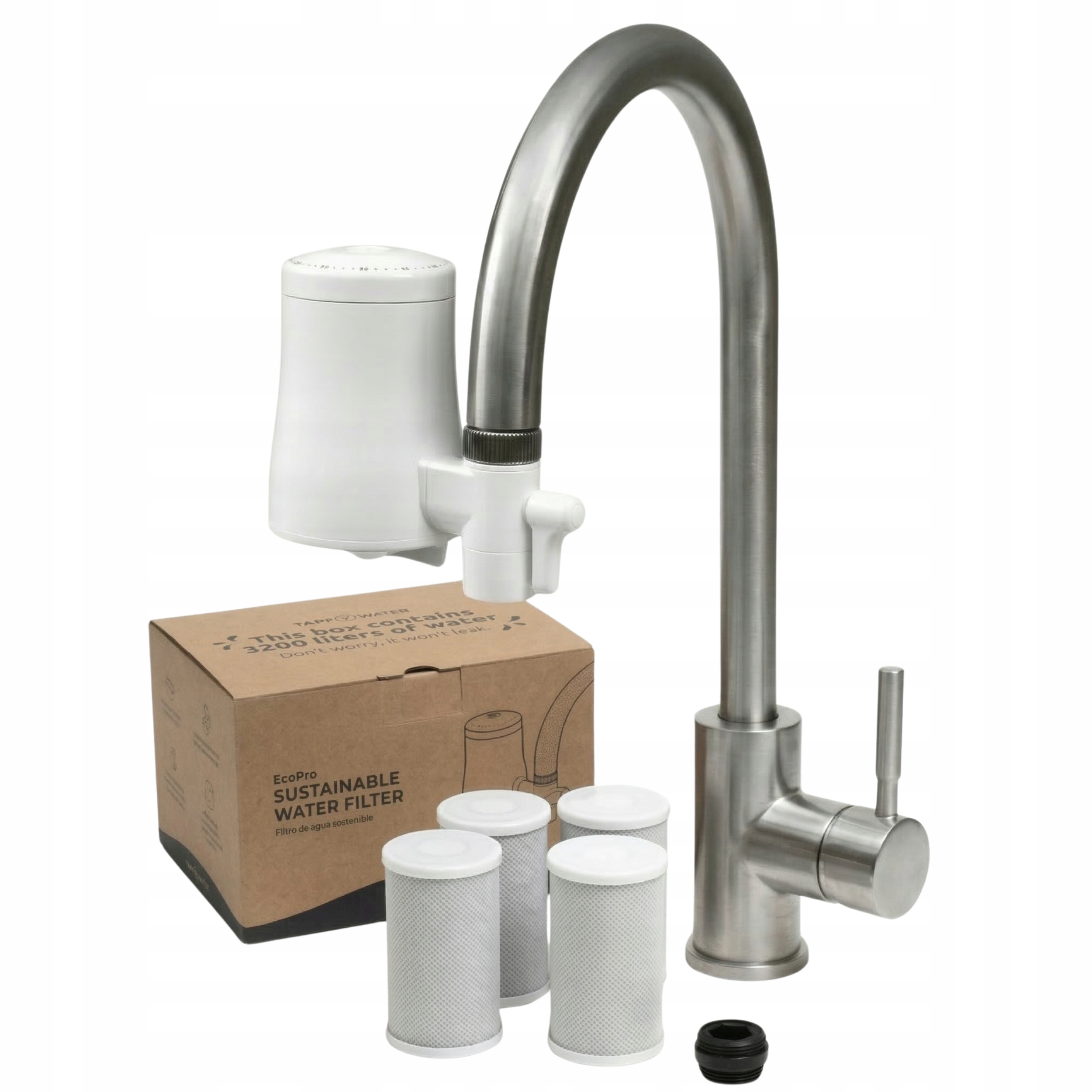 Náhradný filter Tapp Water EcoPro s ročnou zásobou uhlíkových vložiek, chlórom a vodou