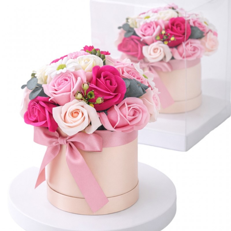 Flower Box Kytice Mýdlové Květiny Růže Dárek Vonná Krabička 16X23 CM