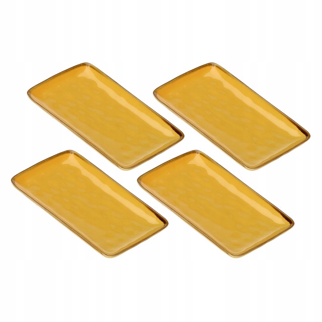 Sada 4 obdélníkových podnosů 20 x 13 cm Rose&tulipani Concerto Ocra