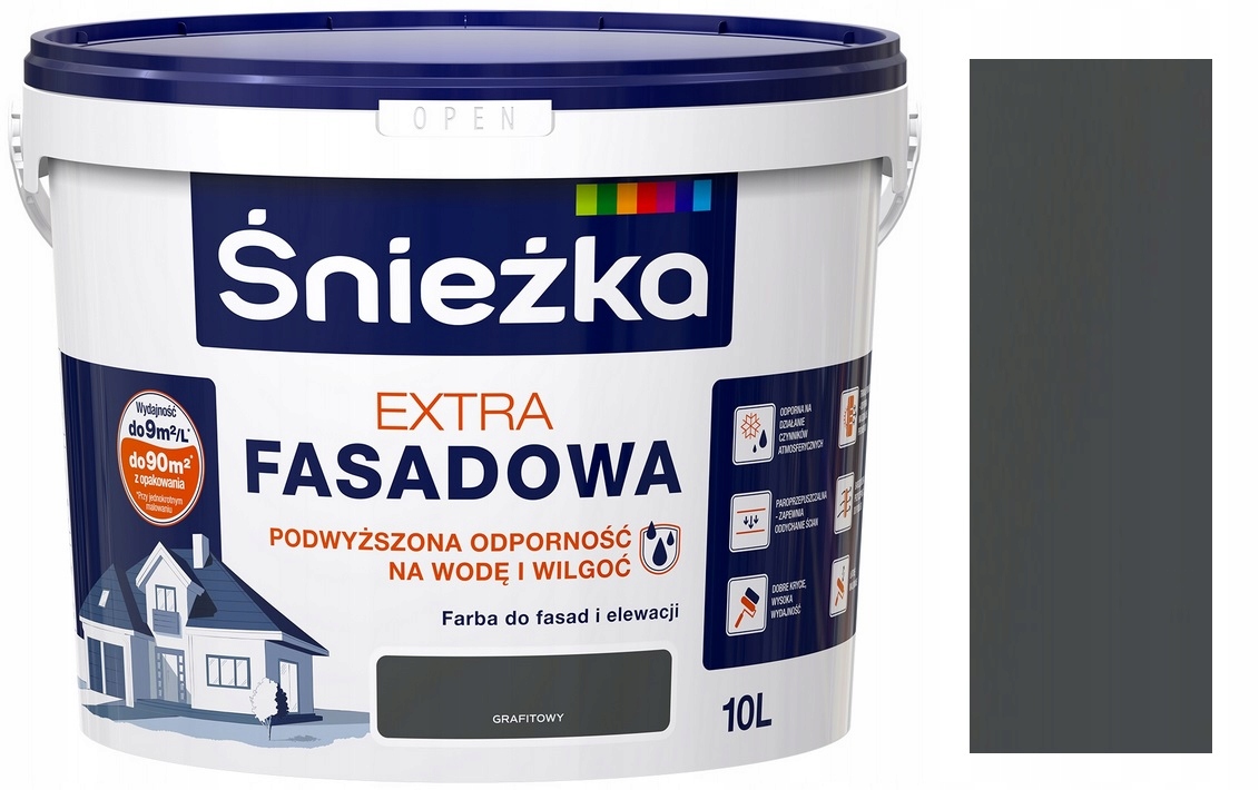 ŚNIEŻKA EXTRA FASADOWA FARBA GRAFITOWA 10L